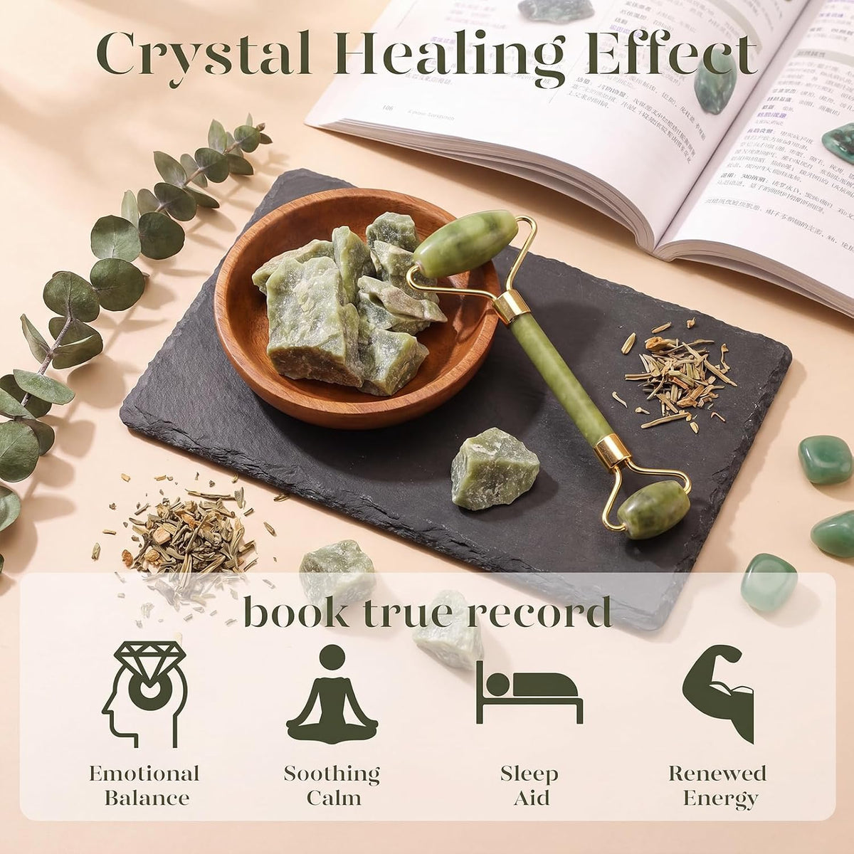 BAIMEI IcyMe - Juego de rodillo facial de jade y Gua Sha, regalos d...