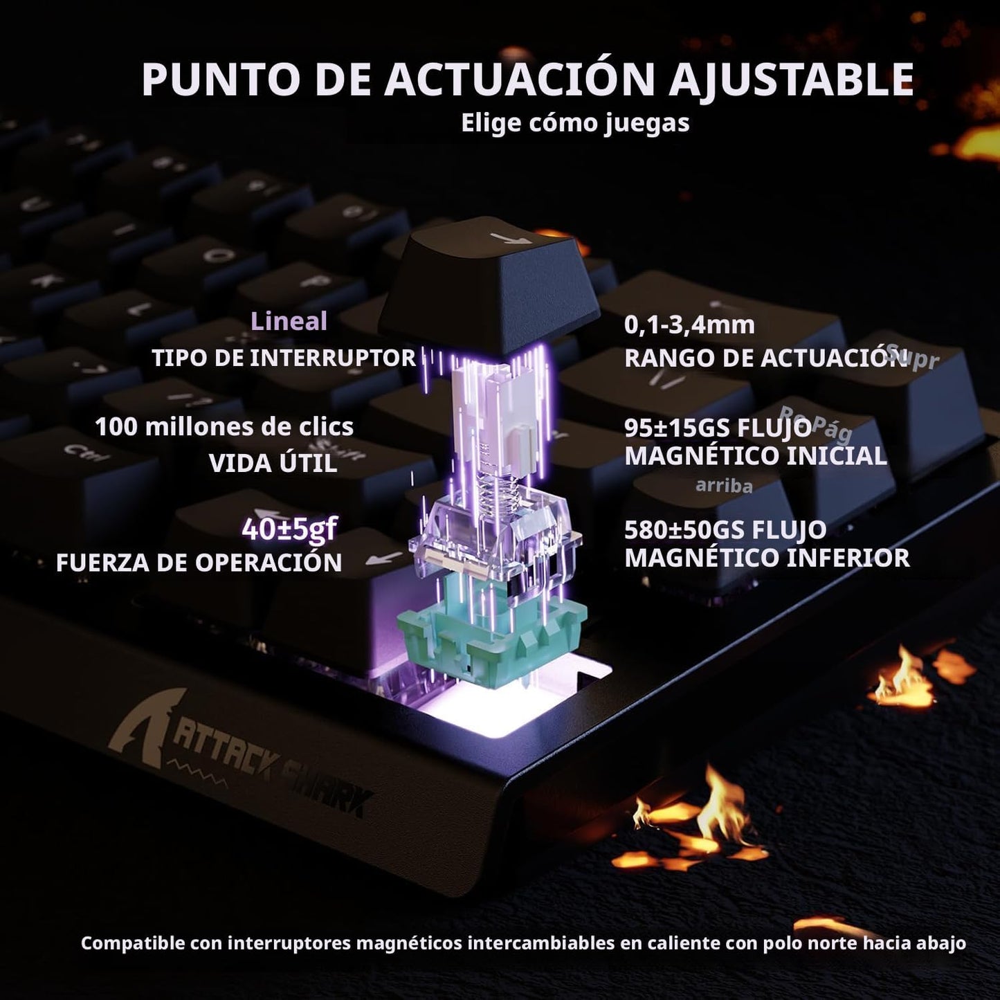 ATTACK SHARK X68 HE 60% Teclado con cable RT 8K y ratón inalámbrico...