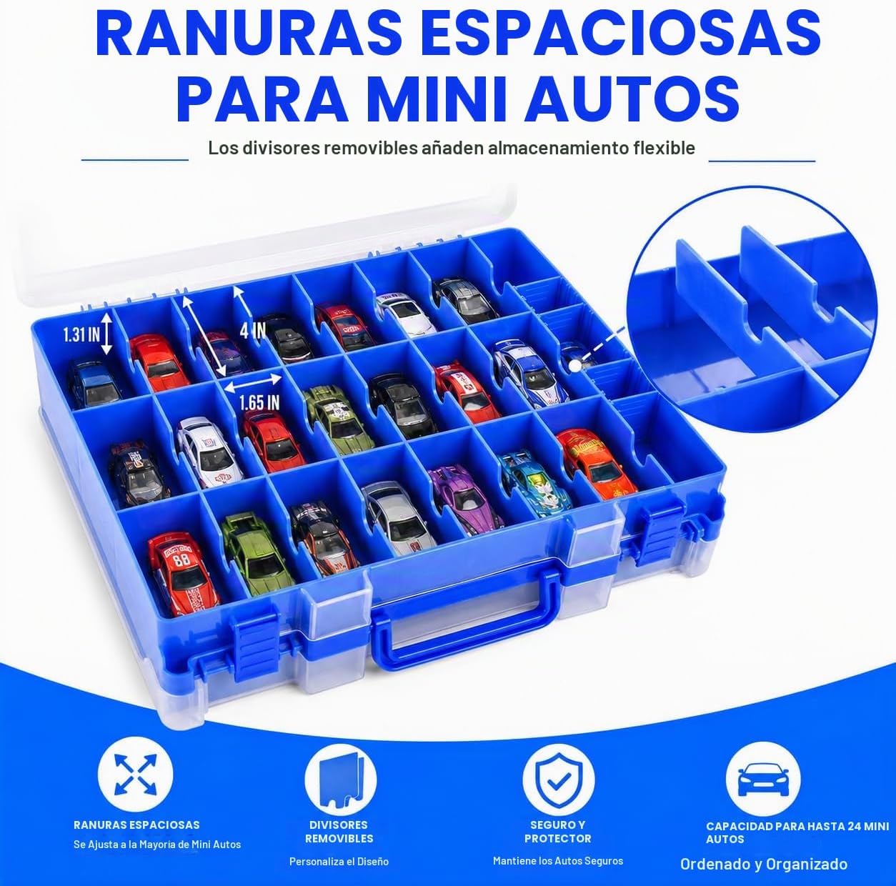 Estuche organizador de almacenamiento de autos de juguete compatibl...