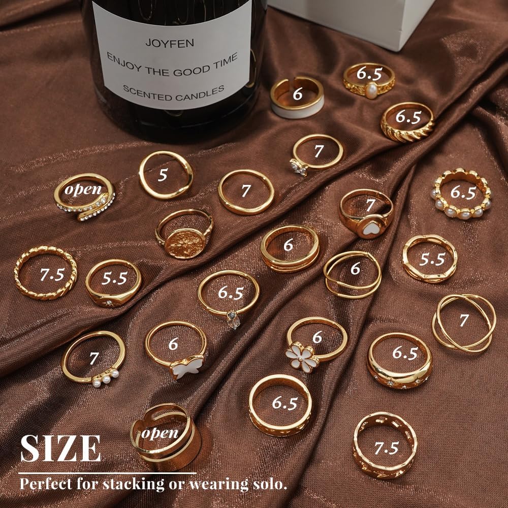 KISS WIFE Anillos apilables de oro para mujer, delicado juego de an...