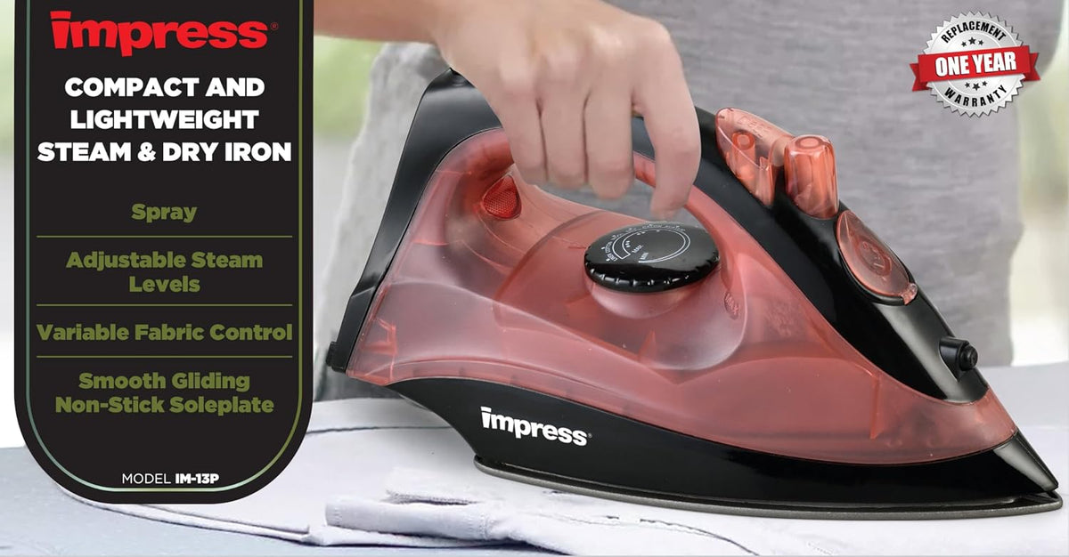 Impress Plancha básica para ropa | Antiadherente | Compacta | Spray...