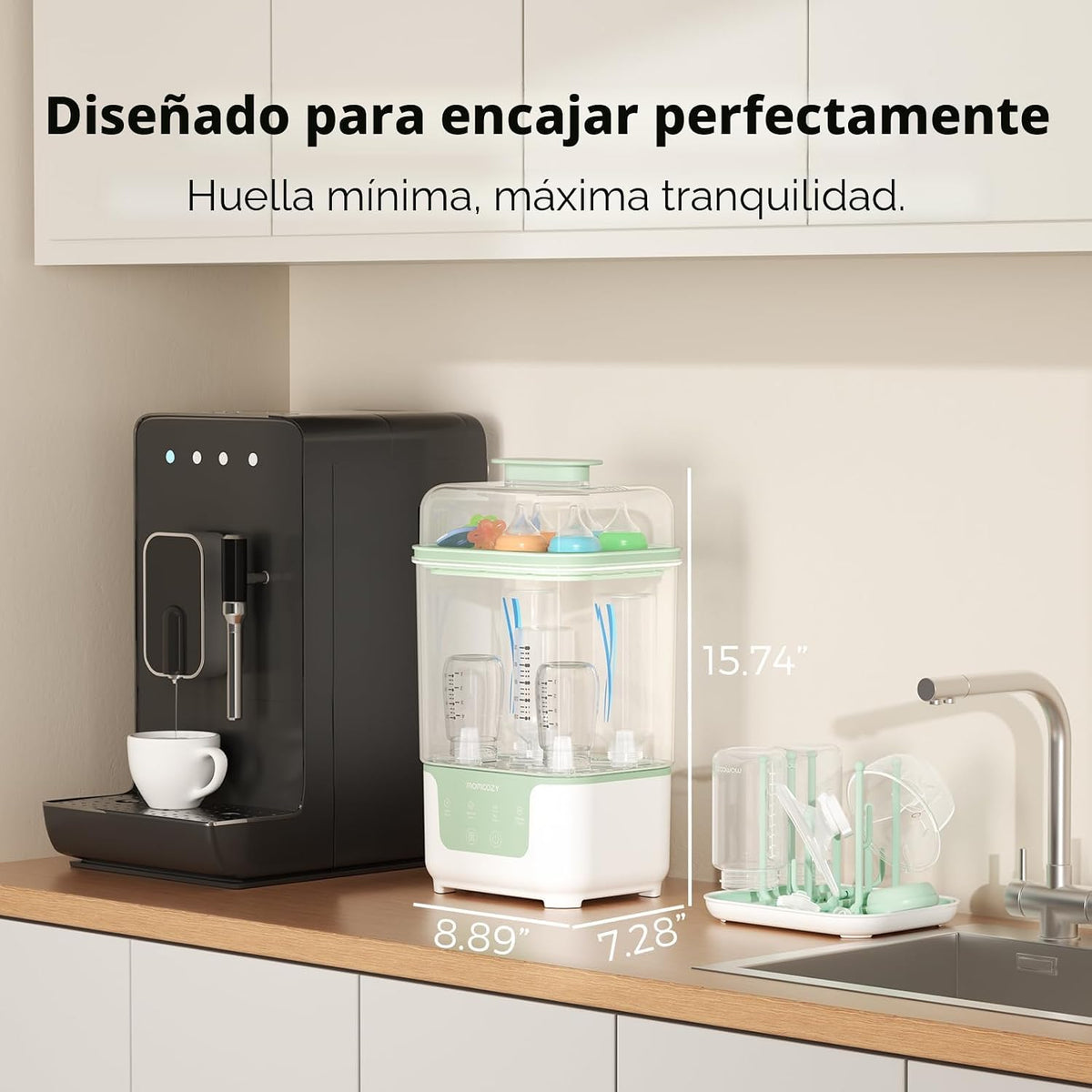 Momcozy Nuevo esterilizador y secadora de botellas compactas 4 en 1...
