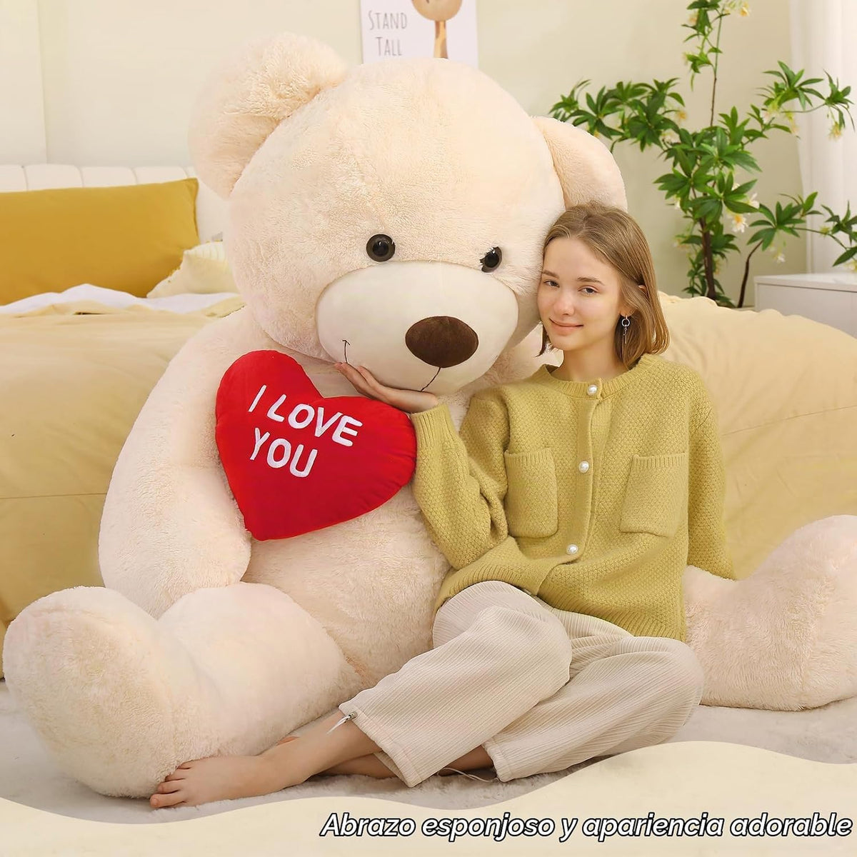 BENINY Oso de peluche gigante de corazón rojo de 6 pies, oso de pel...
