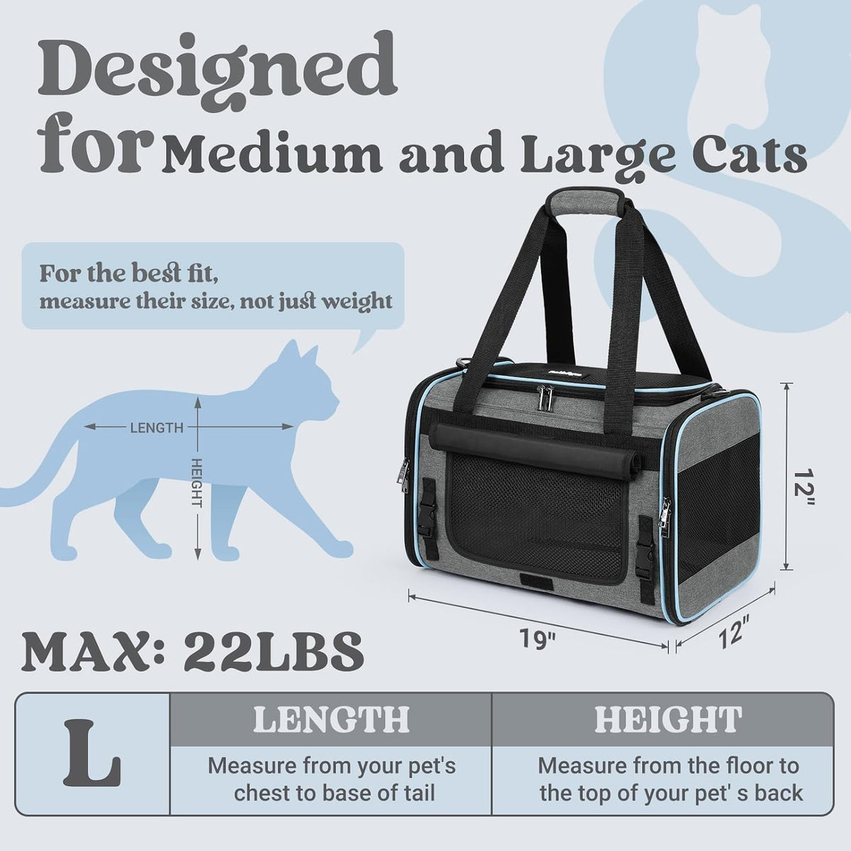 rabbitgoo Transportador de gatos suave, bolsa para mascotas con sol...