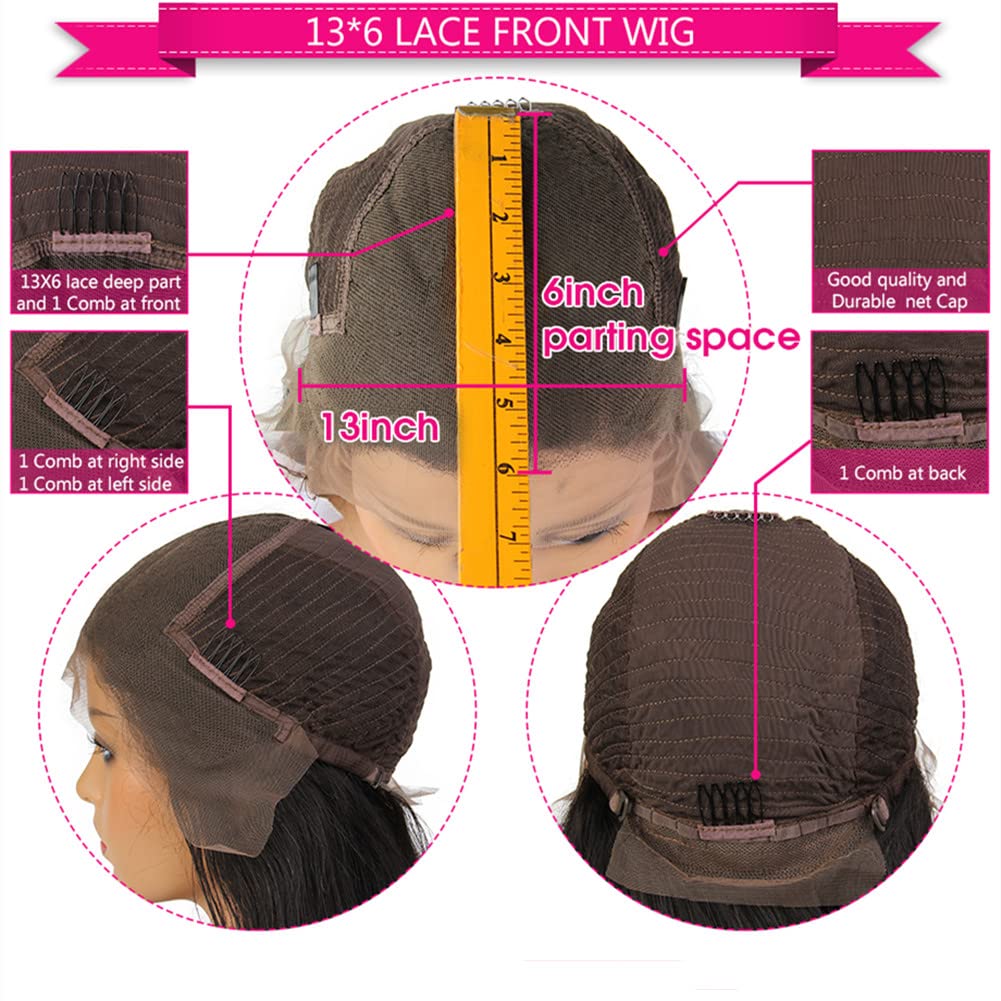 Estelle Wig - Pelucas de cabello humano sedoso color tinto, encaje...