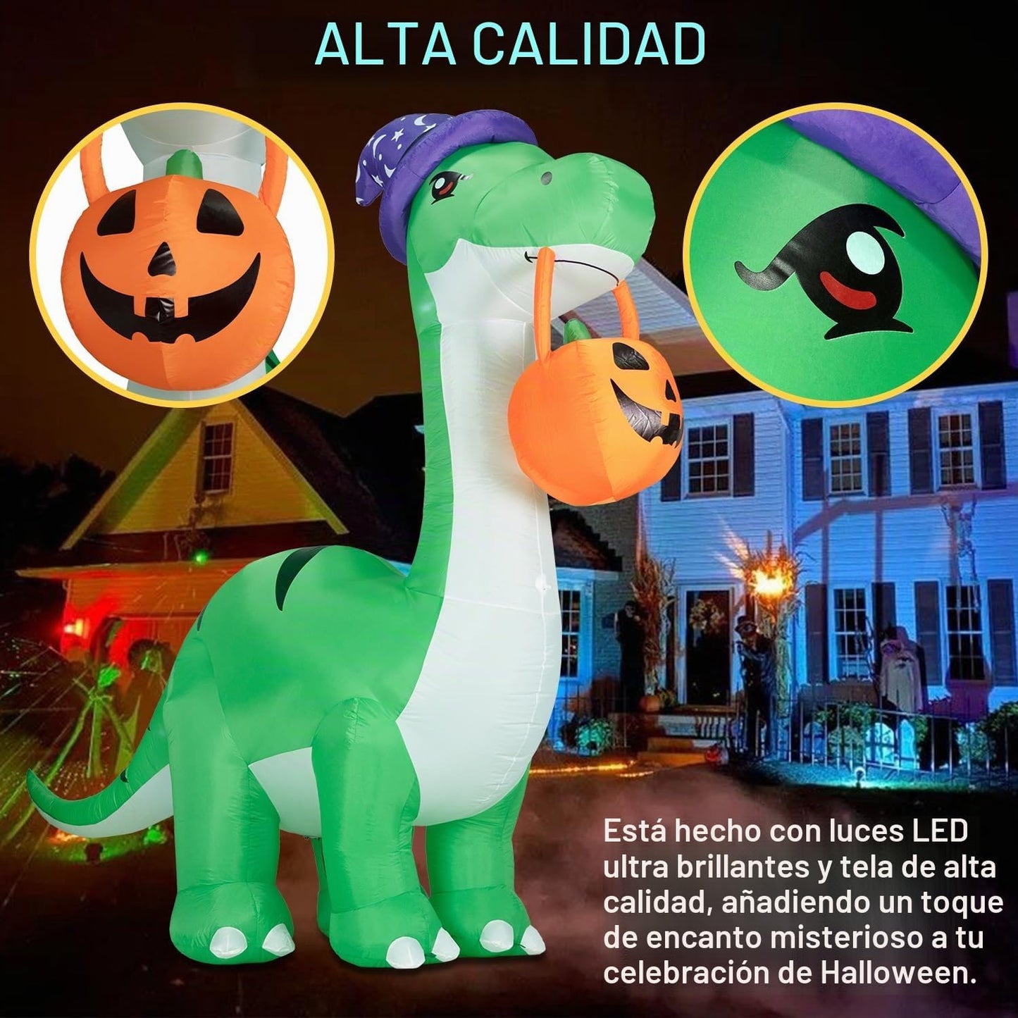 ININ Decoración de dinosaurio inflable gigante de Halloween de 10 p...