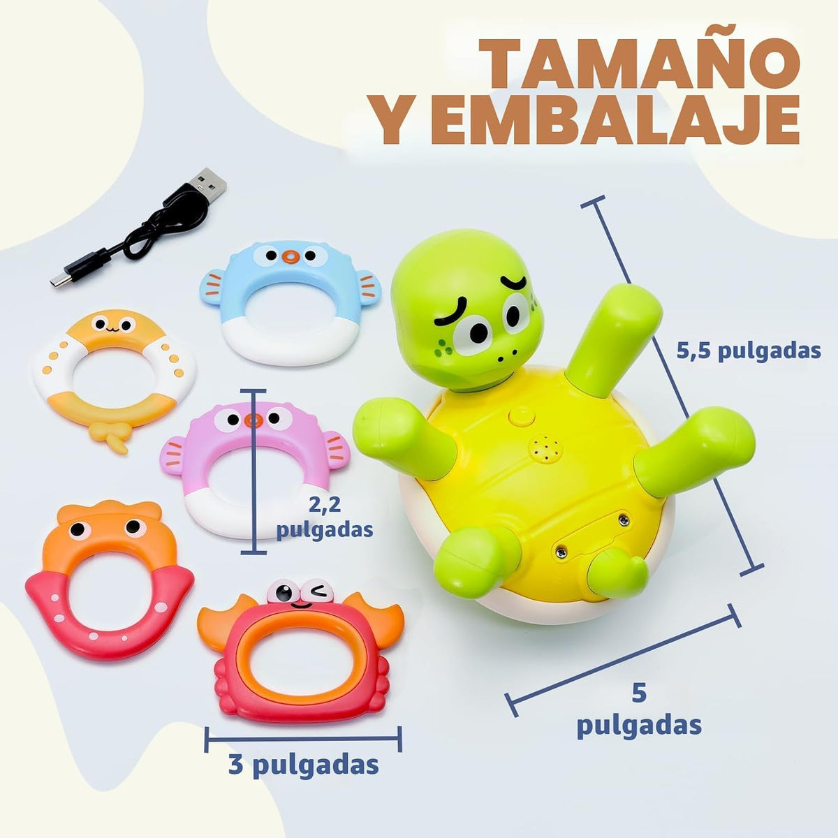 Sizobi Juguetes de Baño para Bebés, Juguete de Baño de Tortuga Reca...