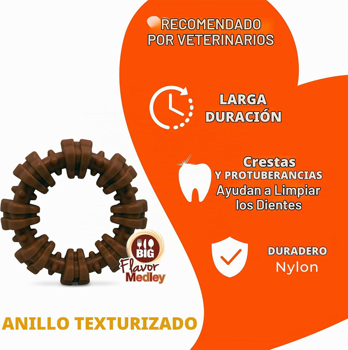 Nylabone Juguete masticable con anillo texturizado para perros pequ...