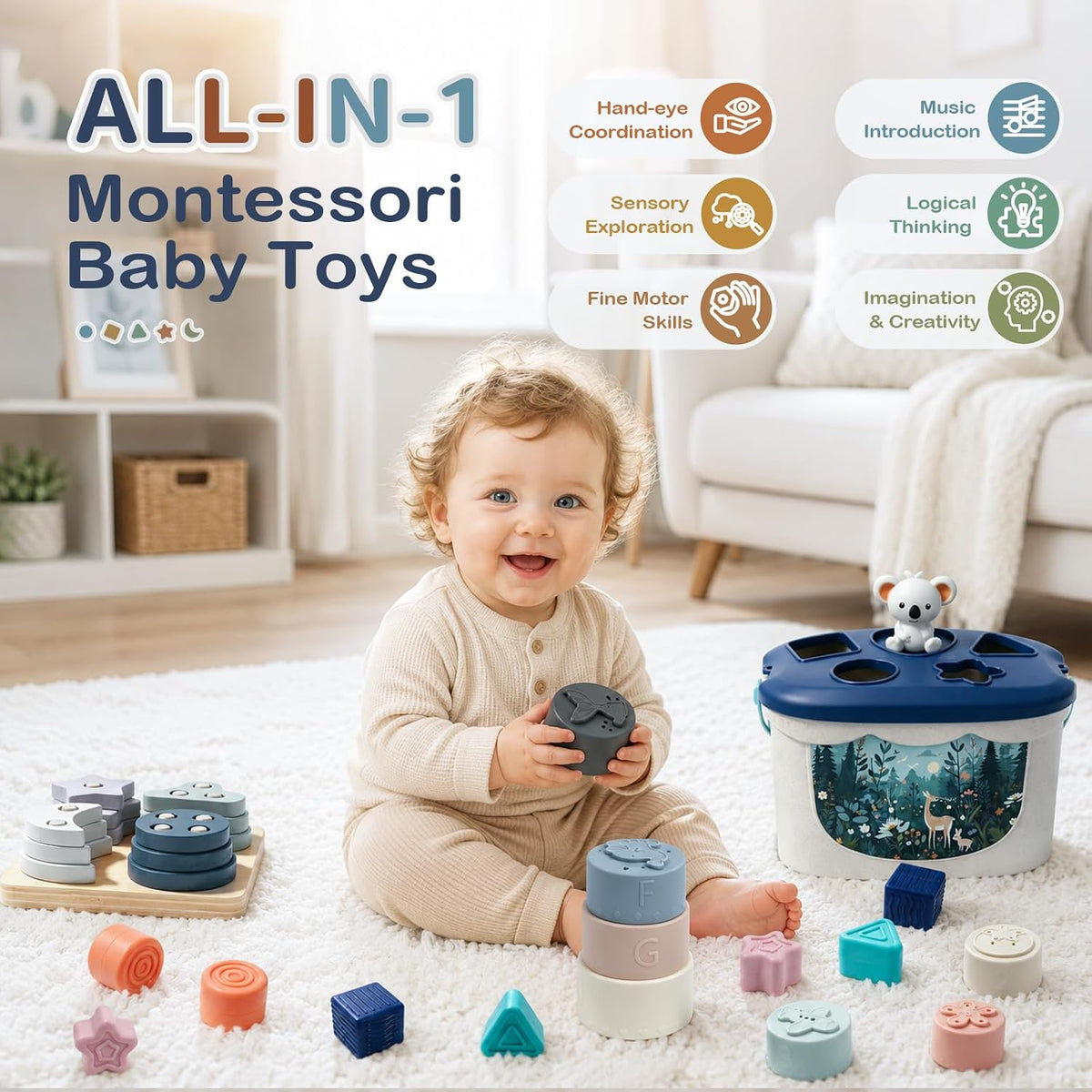 Juguetes Montessori para niños de 6 meses en adelante, juguetes par...