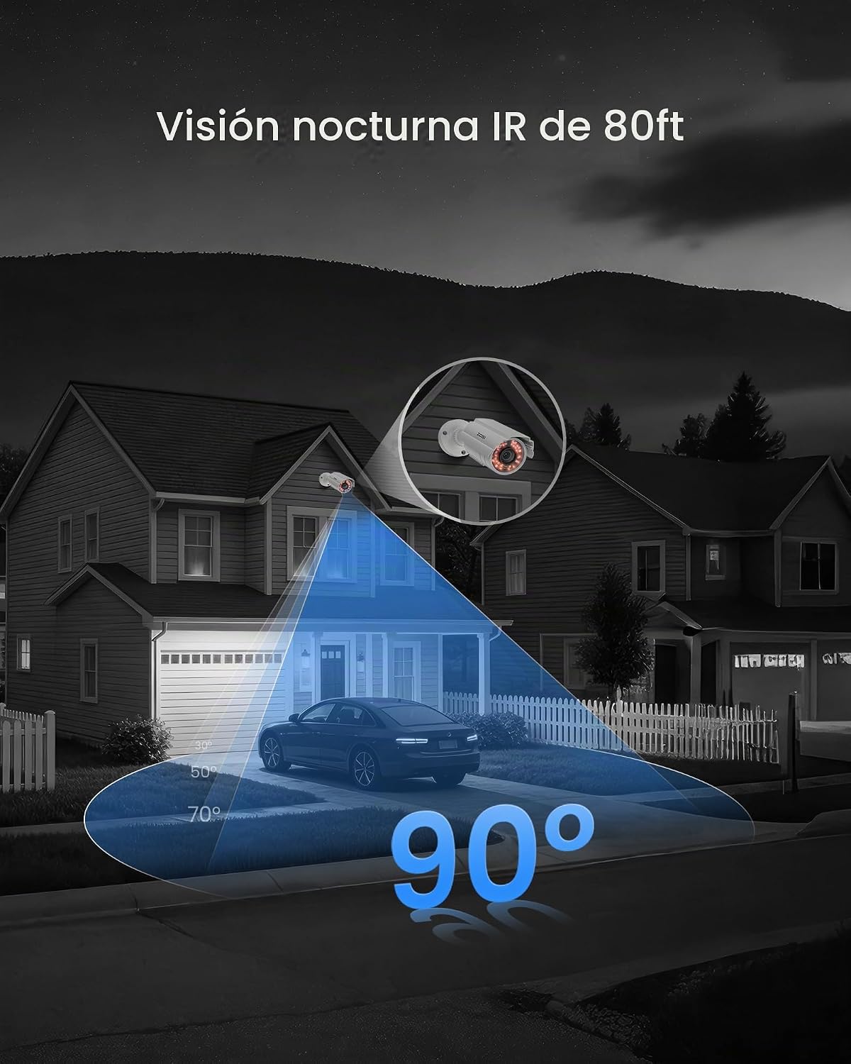 ZOSI - Cámara de seguridad para exteriores e interiores de 2MP, 108...