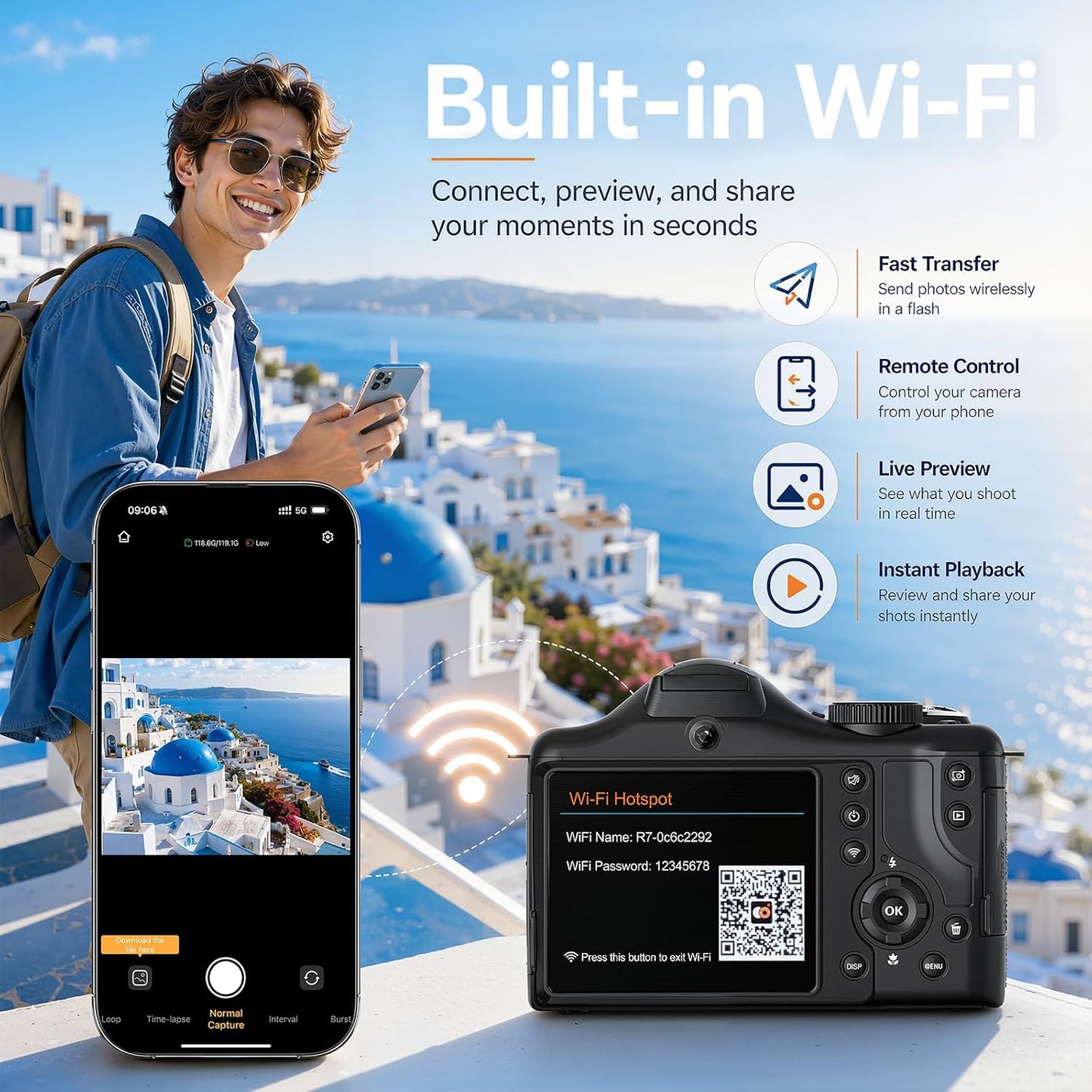 Cámara de vlogging 8K con grabación de doble vista, WiFi y cámaras...