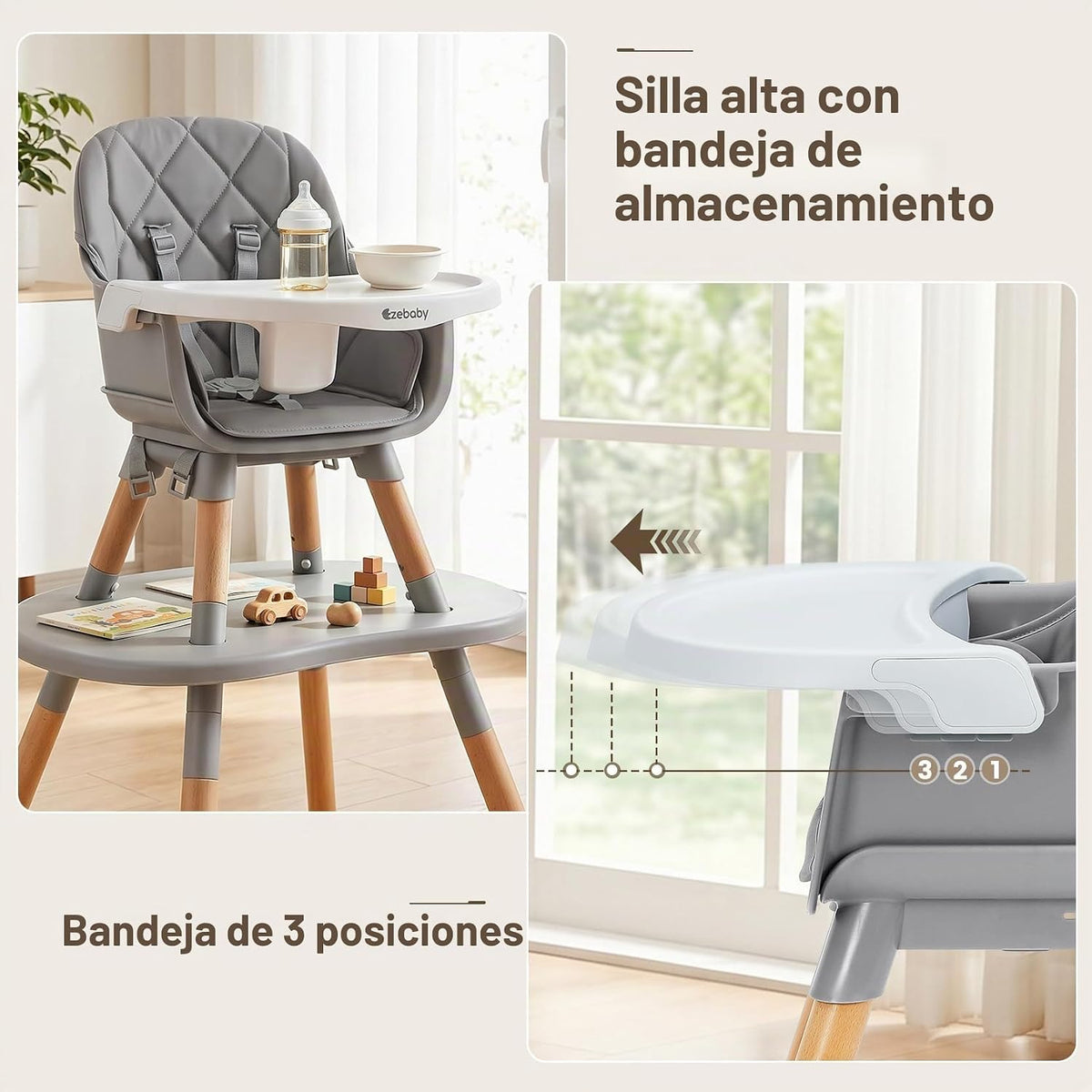 Ezebaby Silla Alta para Bebé, Silla Alta Convertible 8 en 1 a Asien...