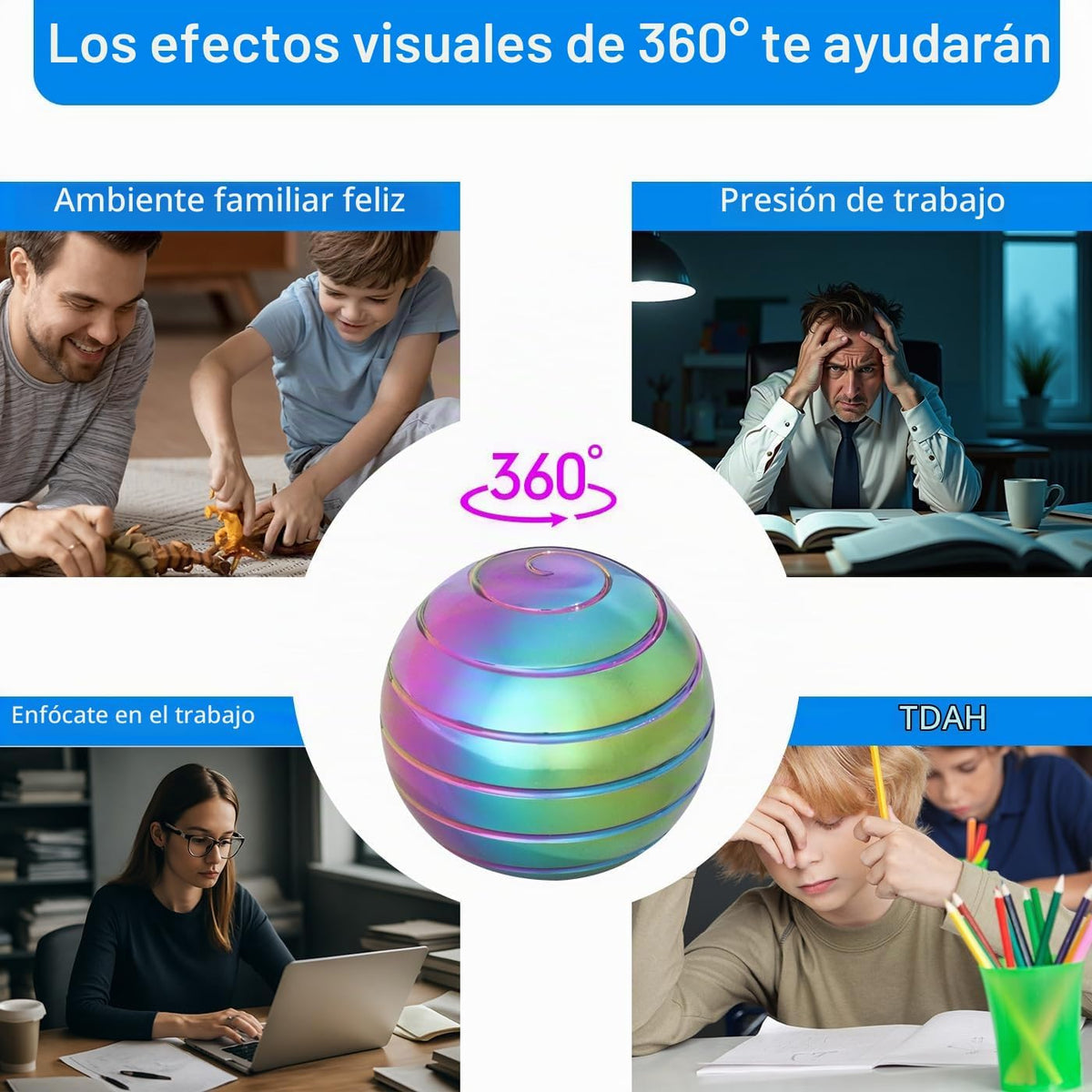 Juguetes de escritorio giratorios cinéticos, juguetes inquietos par...