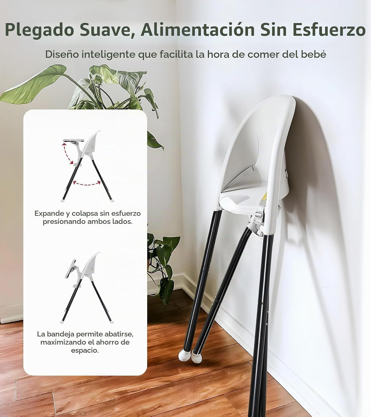 Mallify Silla alta plegable, silla alta portátil para bebé que ahor...