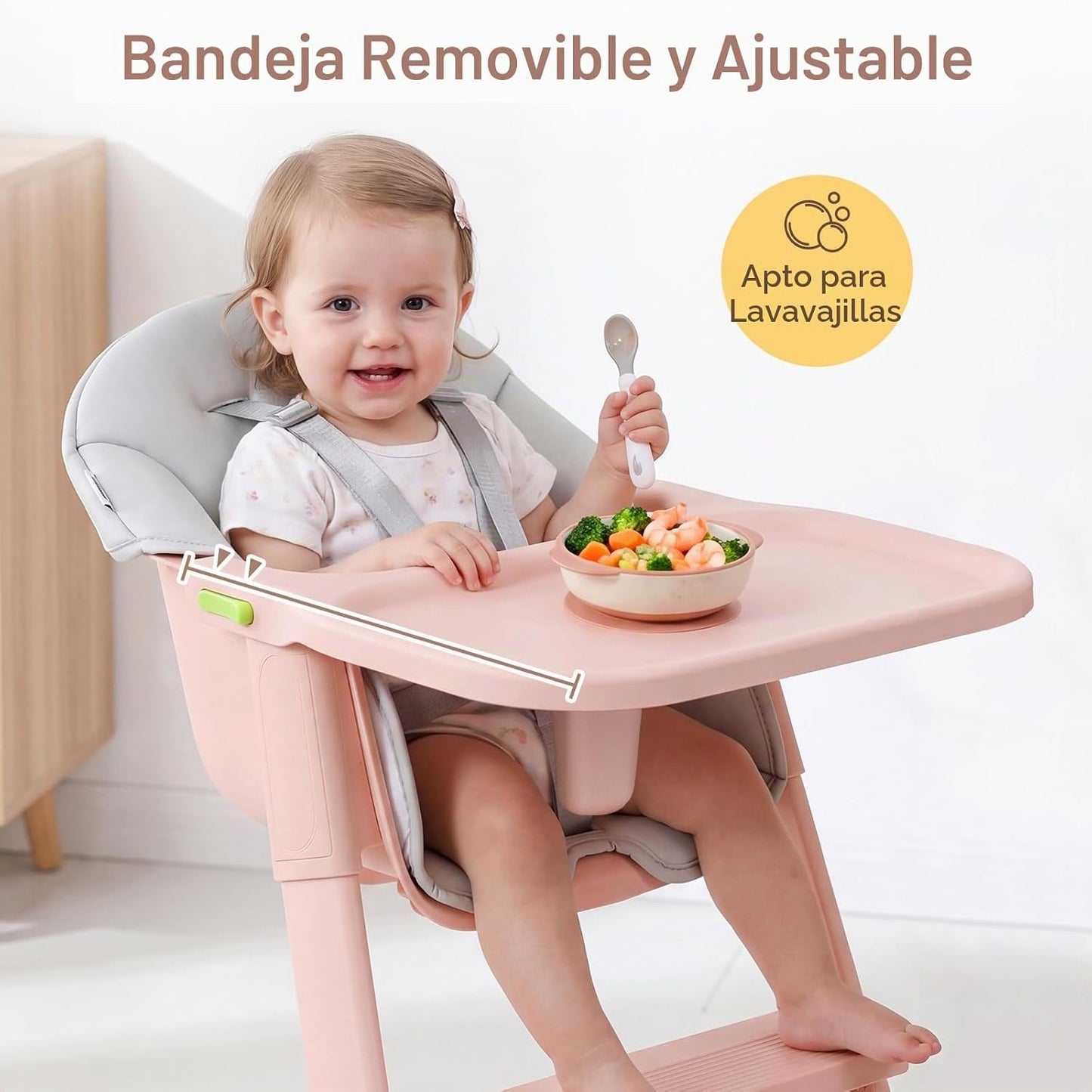 INFANS Silla alta lavable de cuerpo completo con bandeja extraíble...