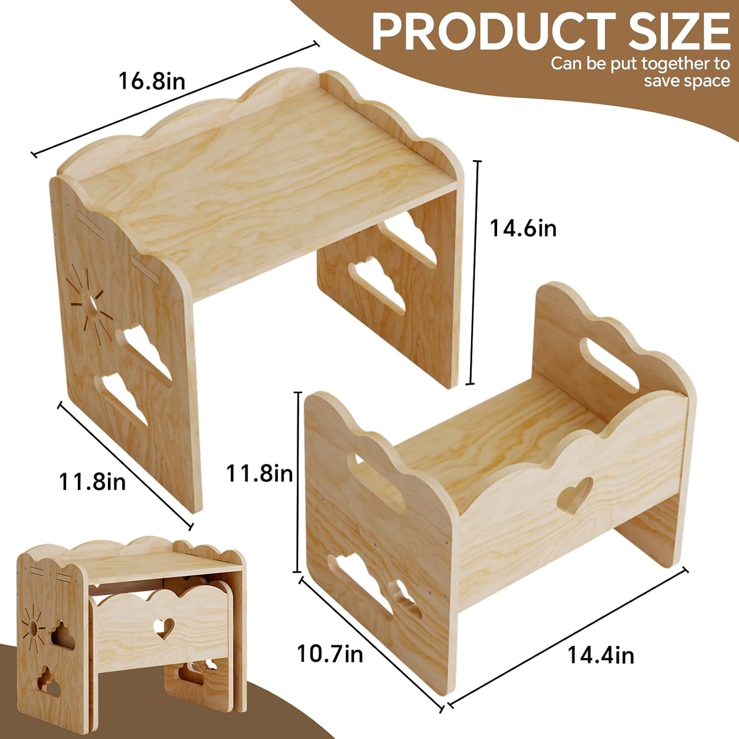BPMFDTNL Montessori - Juego de mesa y silla para niños pequeños, me...