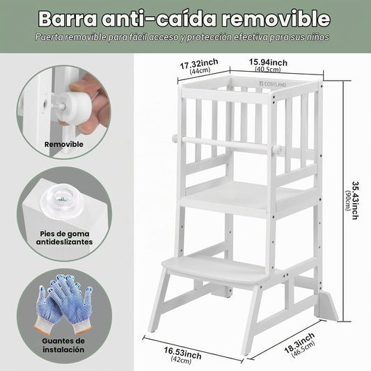 COSYLAND Torre de pie para niños pequeños, taburete de cocina de al...