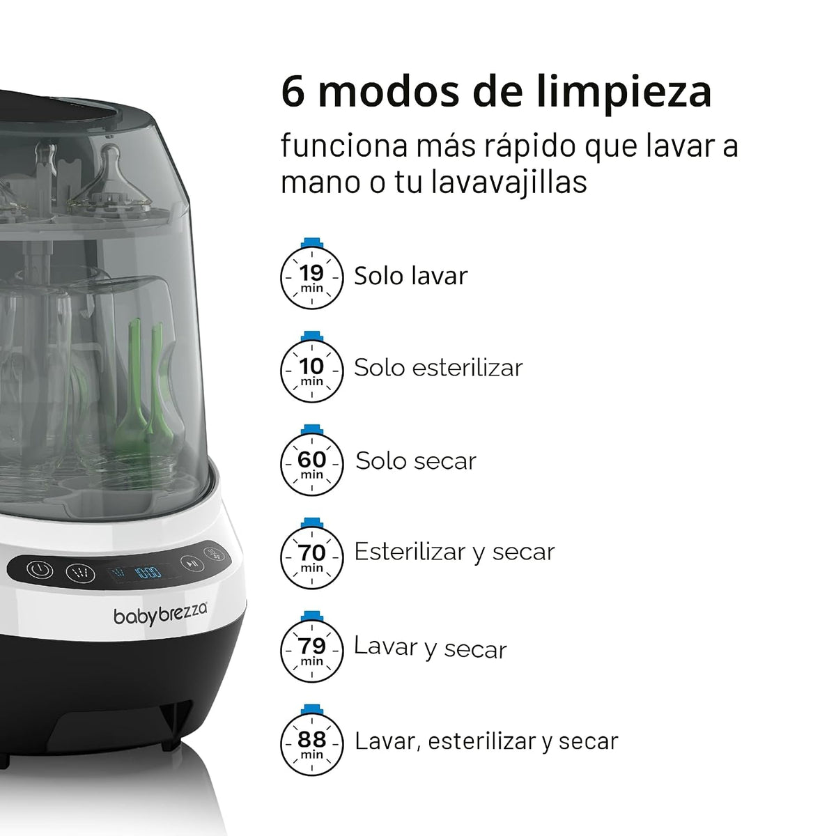 Baby Brezza Lavadora de biberones Pro - Mejor limpieza clínicamente...