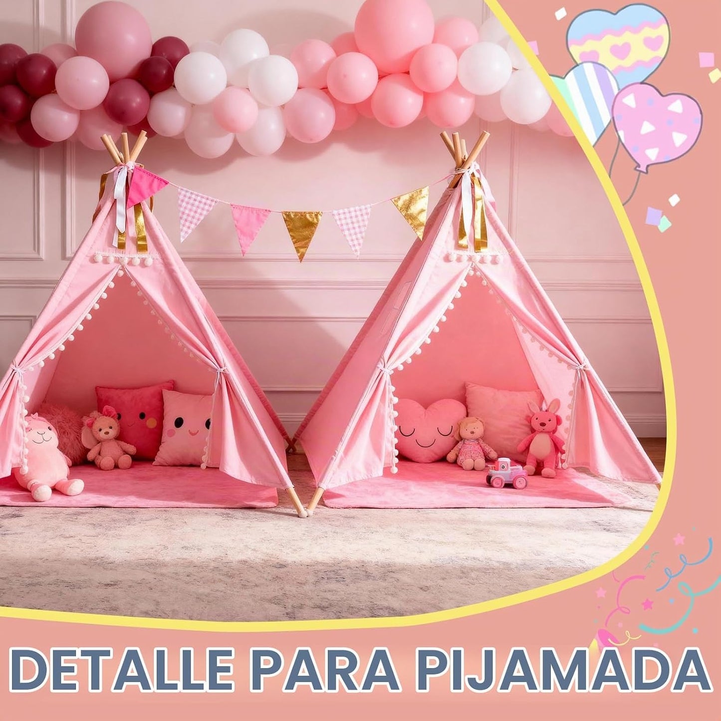 Paquete de 6 tiendas de campaña con luces para fiestas de pijamas,...