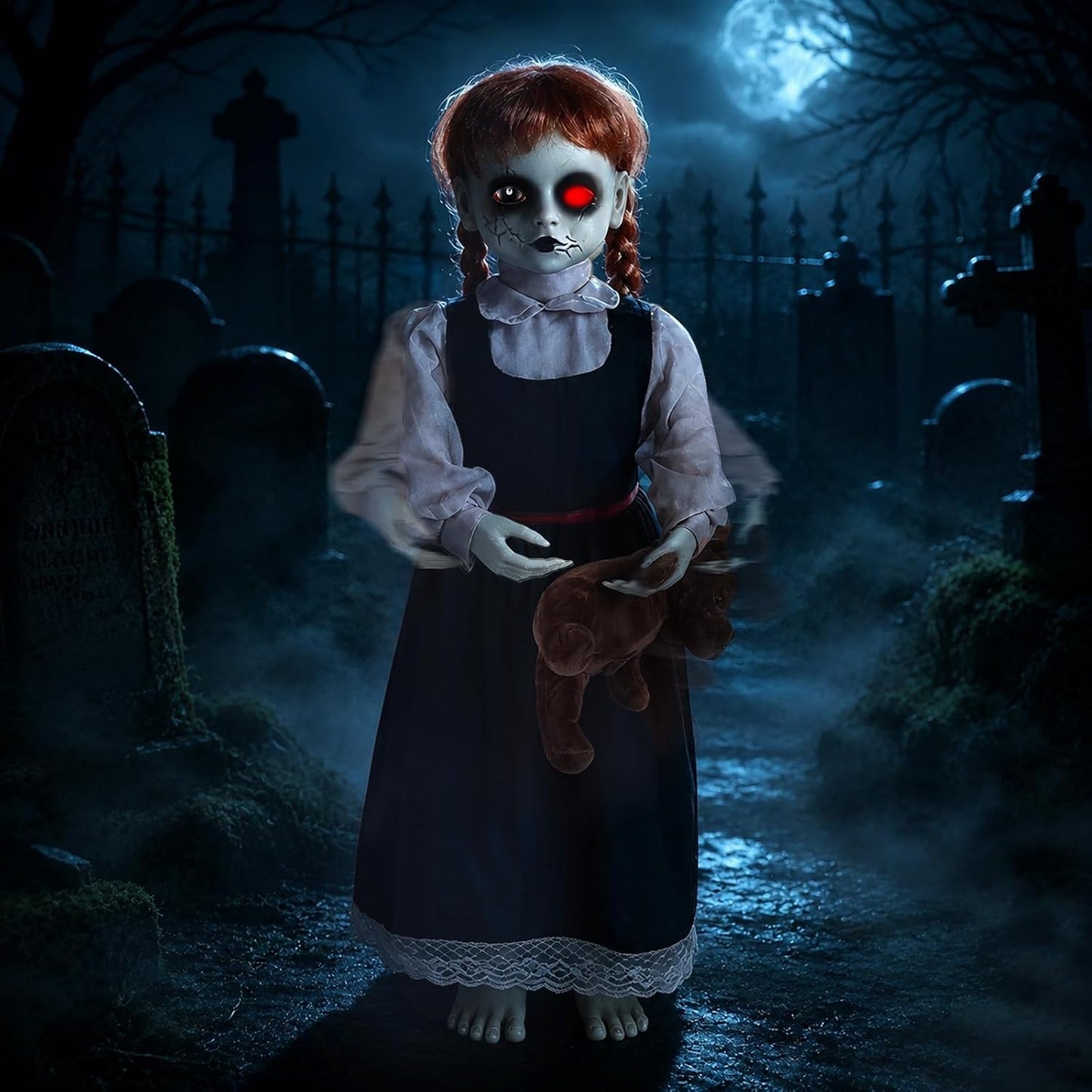 Quntis Niña embrujada animatrónica de Halloween de 35 pulgadas con...