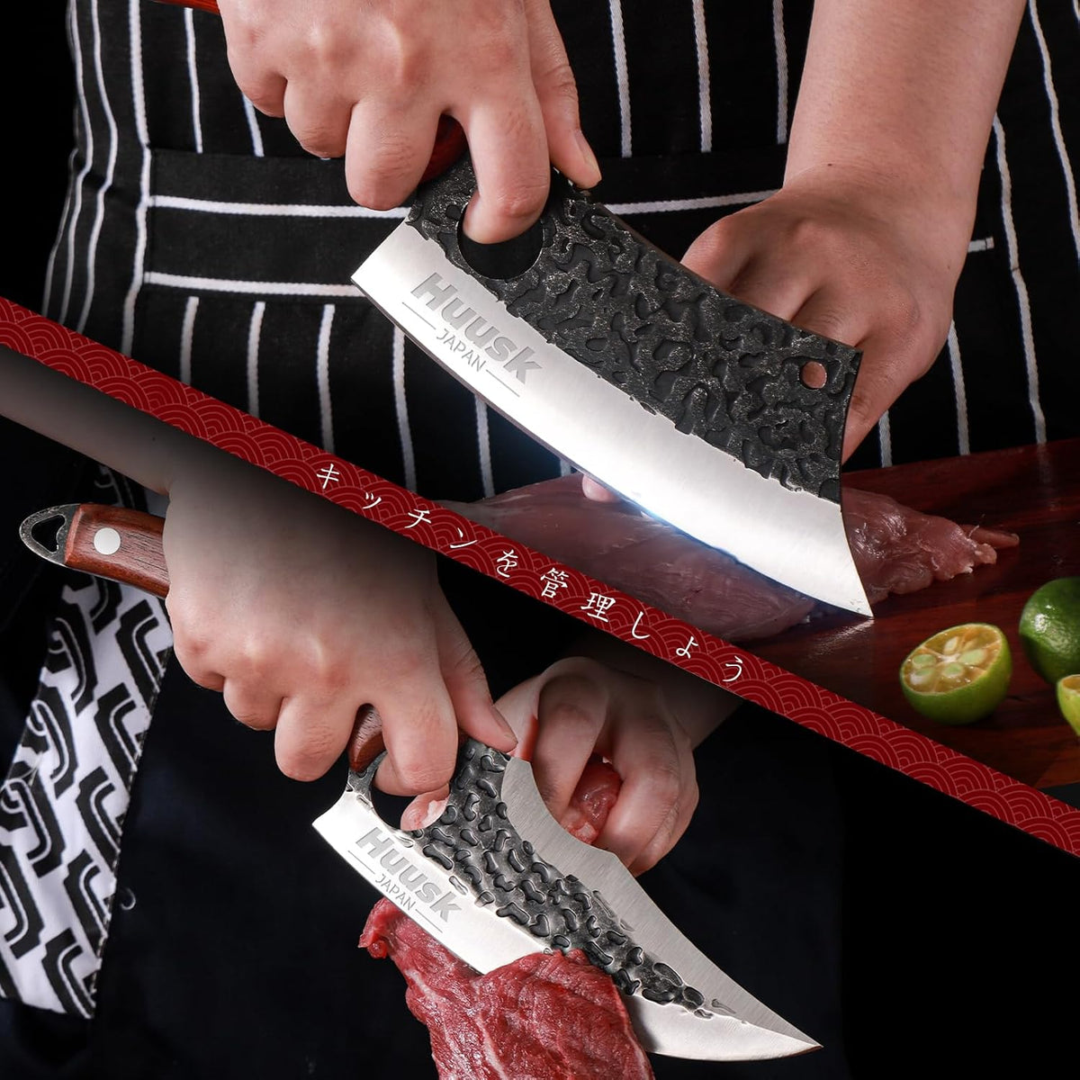 Huusk Juego de Cuchillos de Carnicero Cuchillo de Chef Serbio Forja...