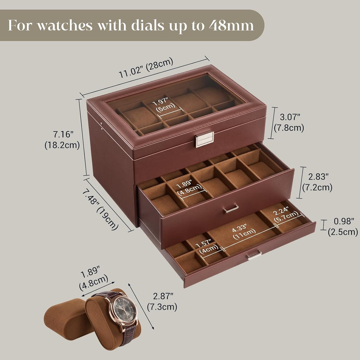 ProCase Caja de reloj con 20 ranuras para hombre, vitrina de reloj...