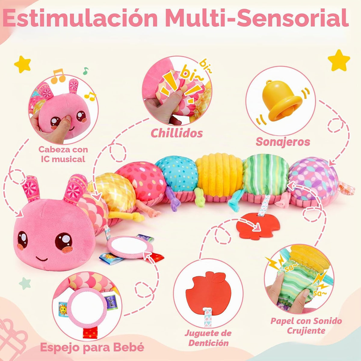 Juguetes sensoriales para bebés de 0 a 6 meses, juguetes musicales...