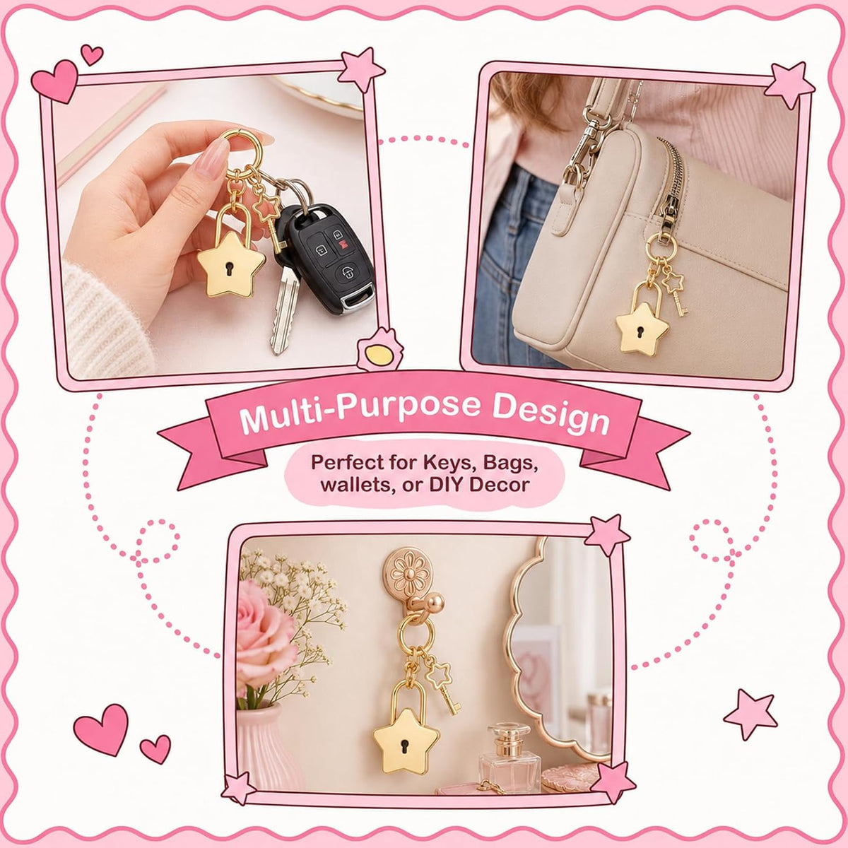 Tucnoeu Colgantes para bolso de candado de corazón - Accesorios de...