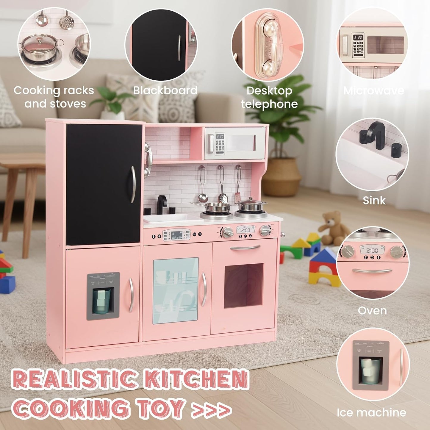 Conjunto de cocina de juego para niños de 3 a 8 años, juego de coci...