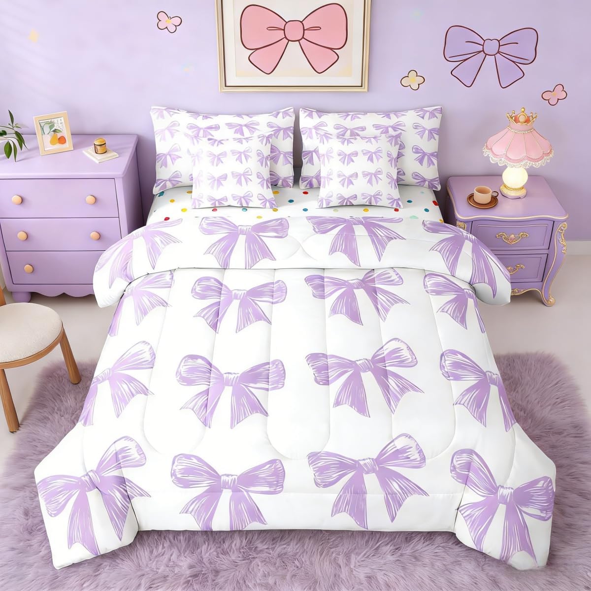 Erosebridal Lindo juego de cama con lazo en una bolsa, tamaño Twin,...