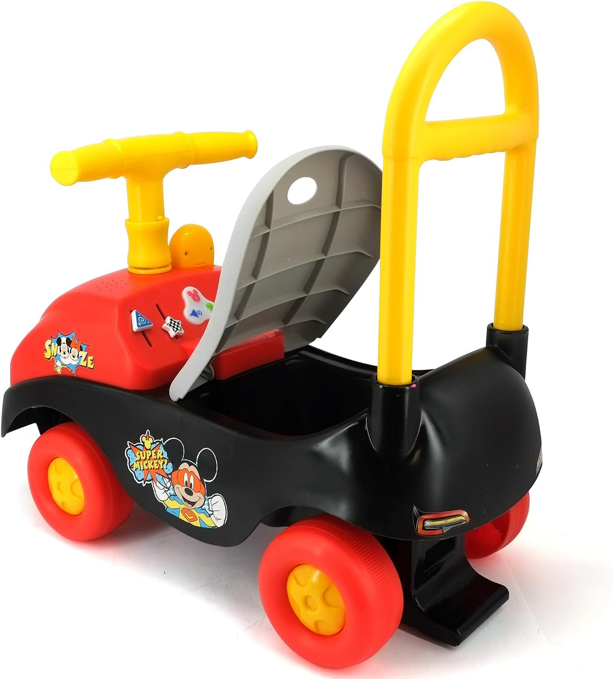 Kiddieland Mickey Mouse - Coche de pie a piso con mango plegable |...