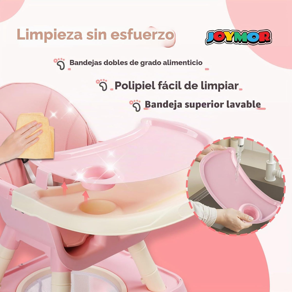 JOYMOR Silla alta 7 en 1 para bebés y niños pequeños, mesa y silla...