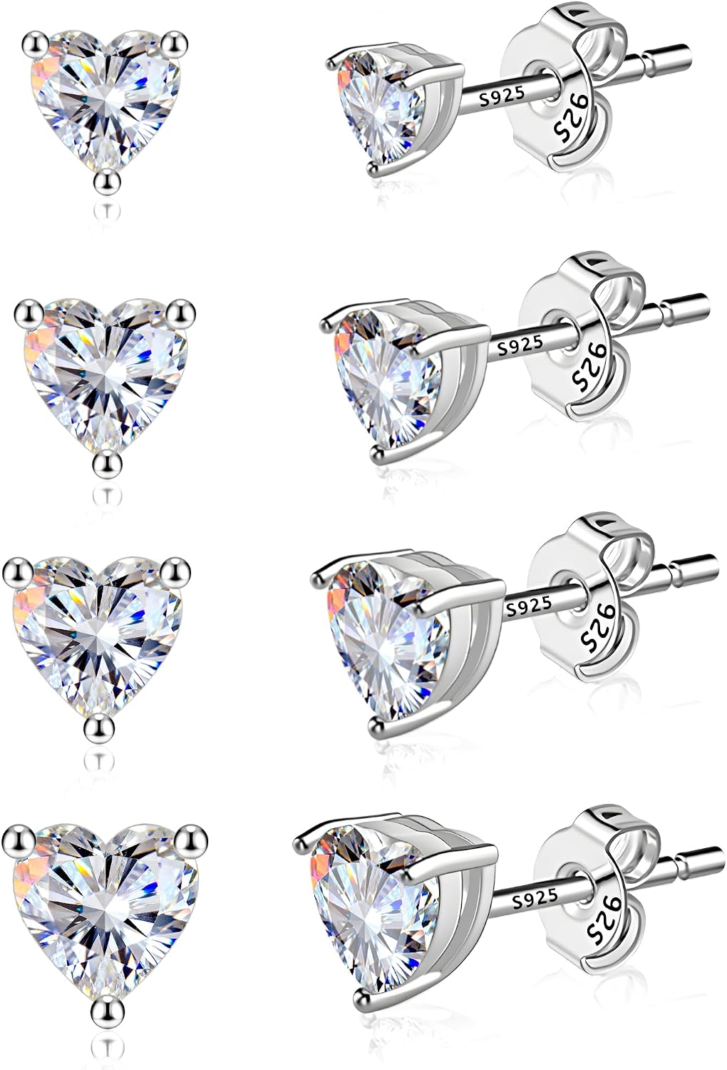 ALEXCRAFT Aretes de tuerca de plata de ley para mujeres y niñas, ci...