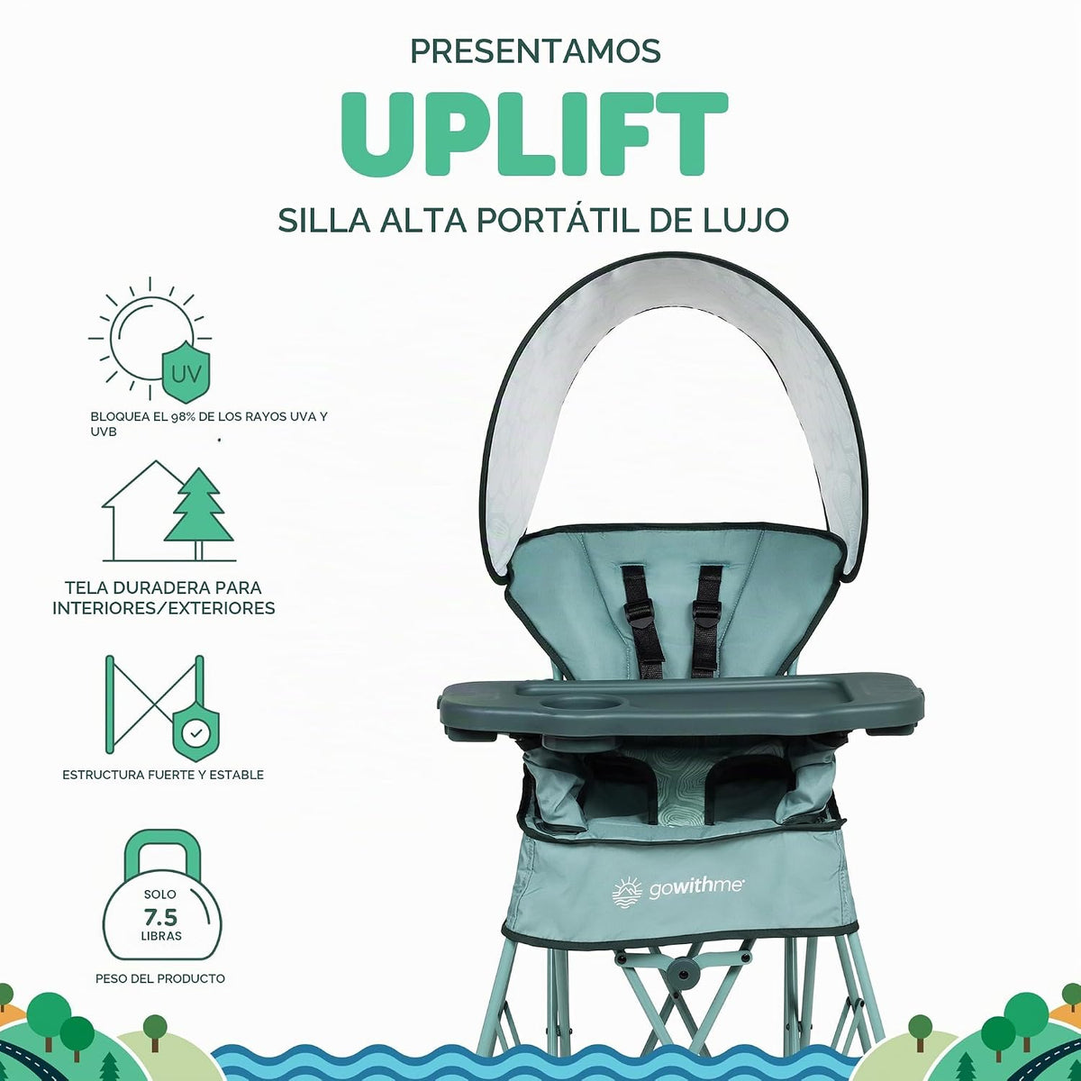 Baby Delight Go with Me Uplift Silla alta portátil de lujo, silla a...