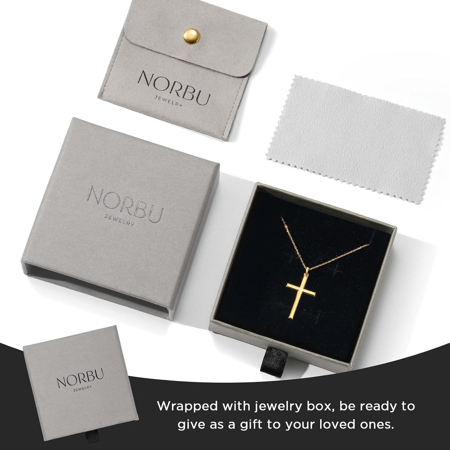 NORBU S925 Collar de cruz para mujer, chapado en oro de 18 quilates...