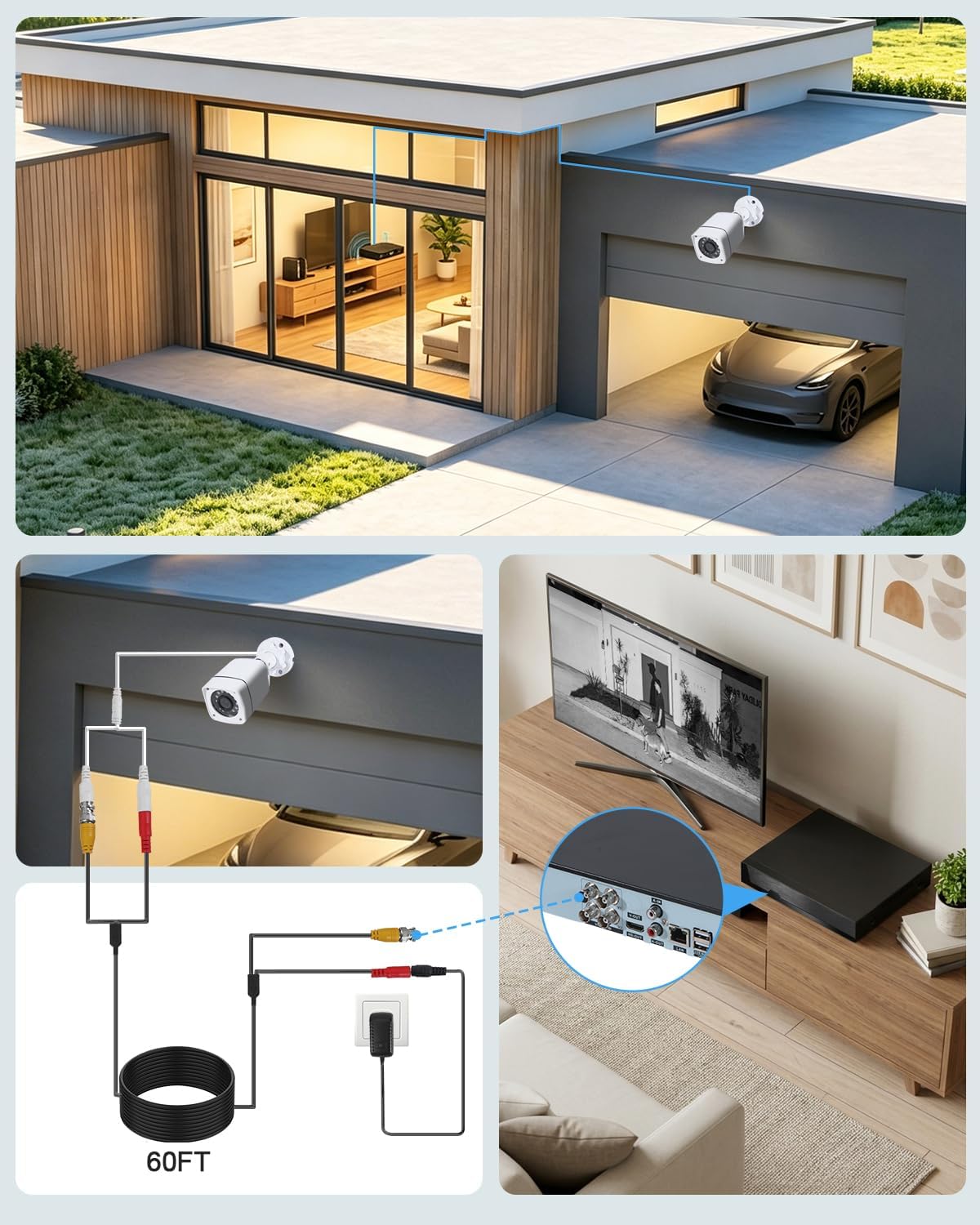Sistema de cámara de seguridad con cable de 4 canales, cámara AIWIX...