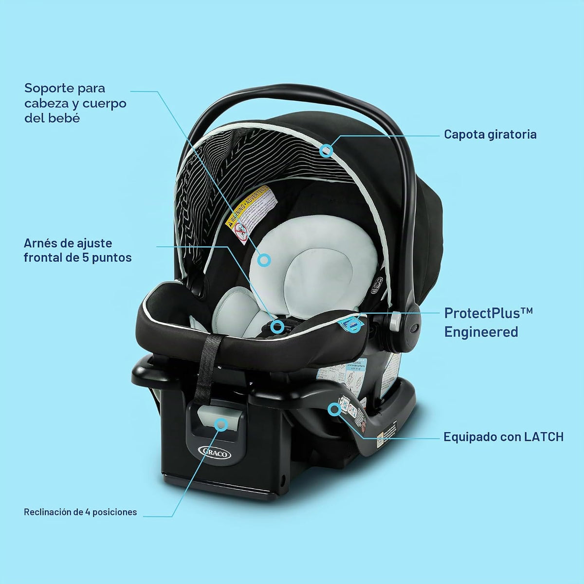 Graco SnugRide Lite LX - Asiento infantil para automóvil, asiento t...