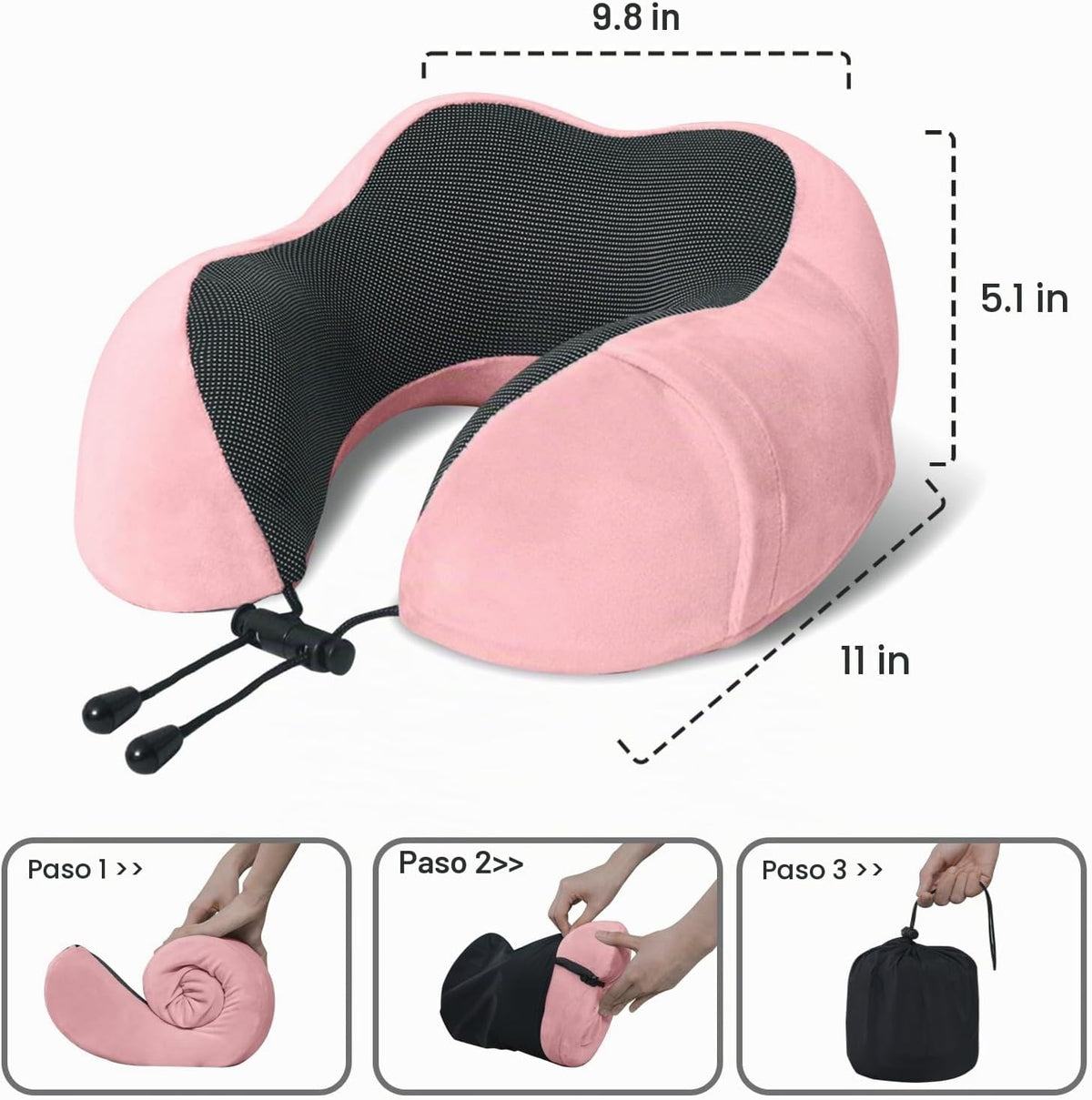 Almohada de viaje, almohada de cuello de espuma viscoelástica para...