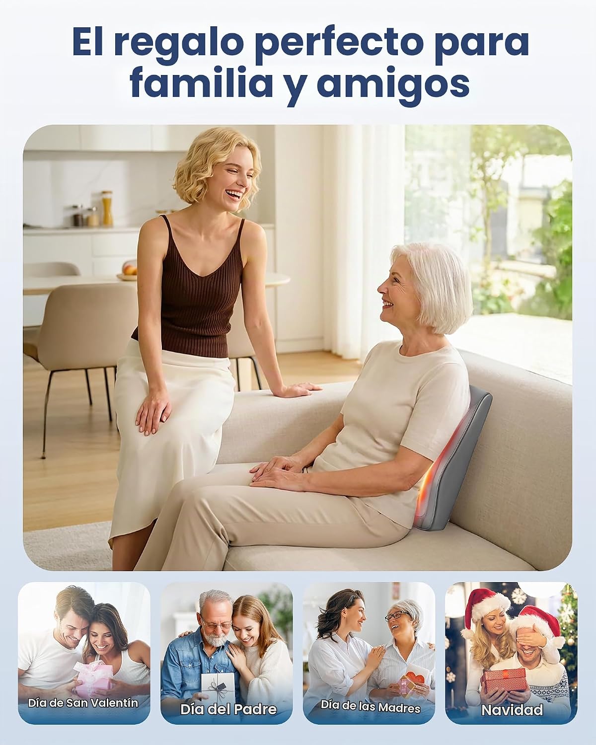 COMFIER Masajeador de espalda Shiatsu con calor y vibración, masaje...