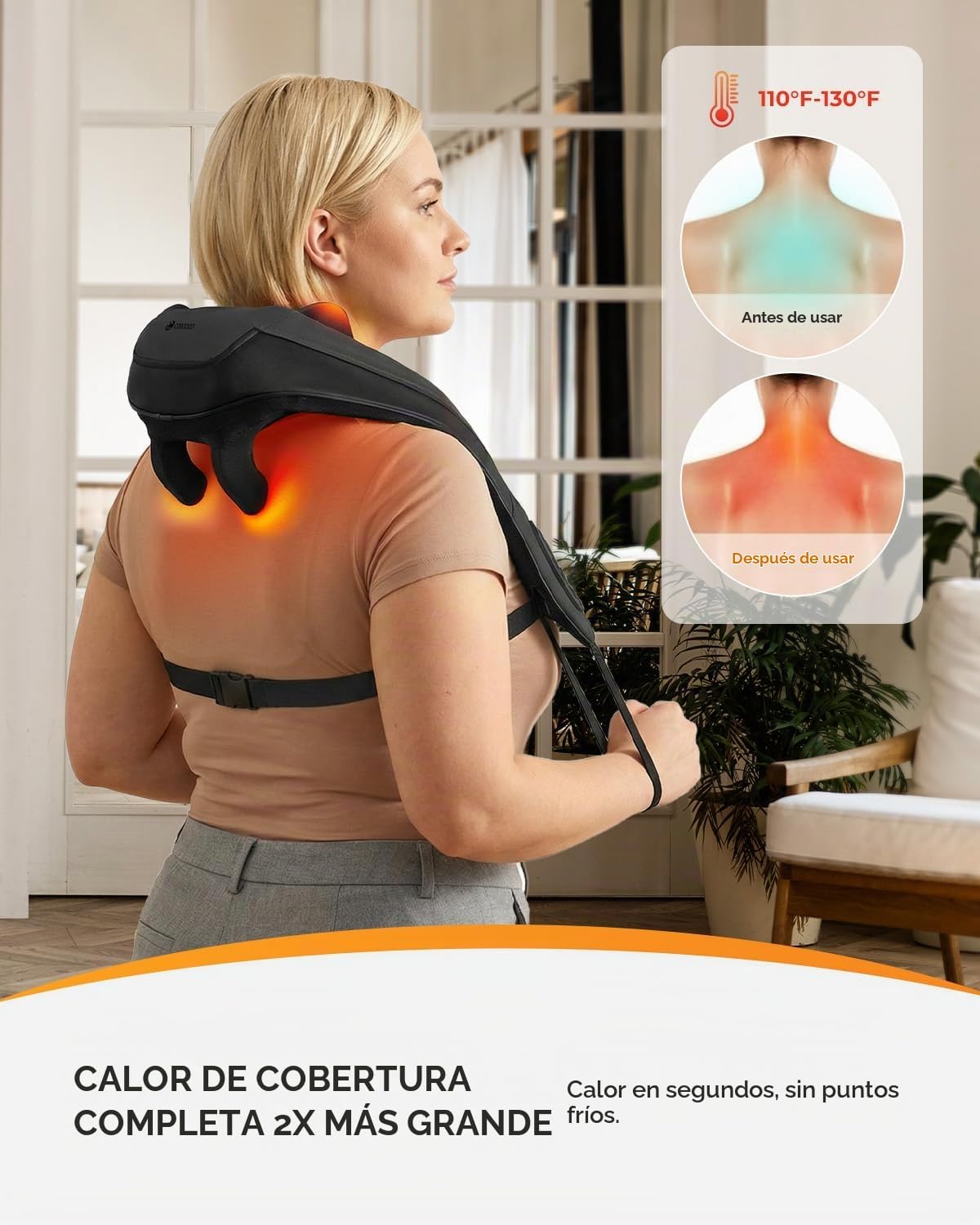CooCoCo Masajeador de cuello inalámbrico con calor [control remoto]...
