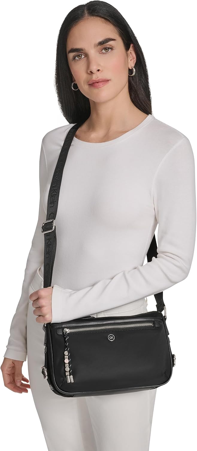 Calvin Klein Caius - Bandolera organizacional, negro\/plata, talla...