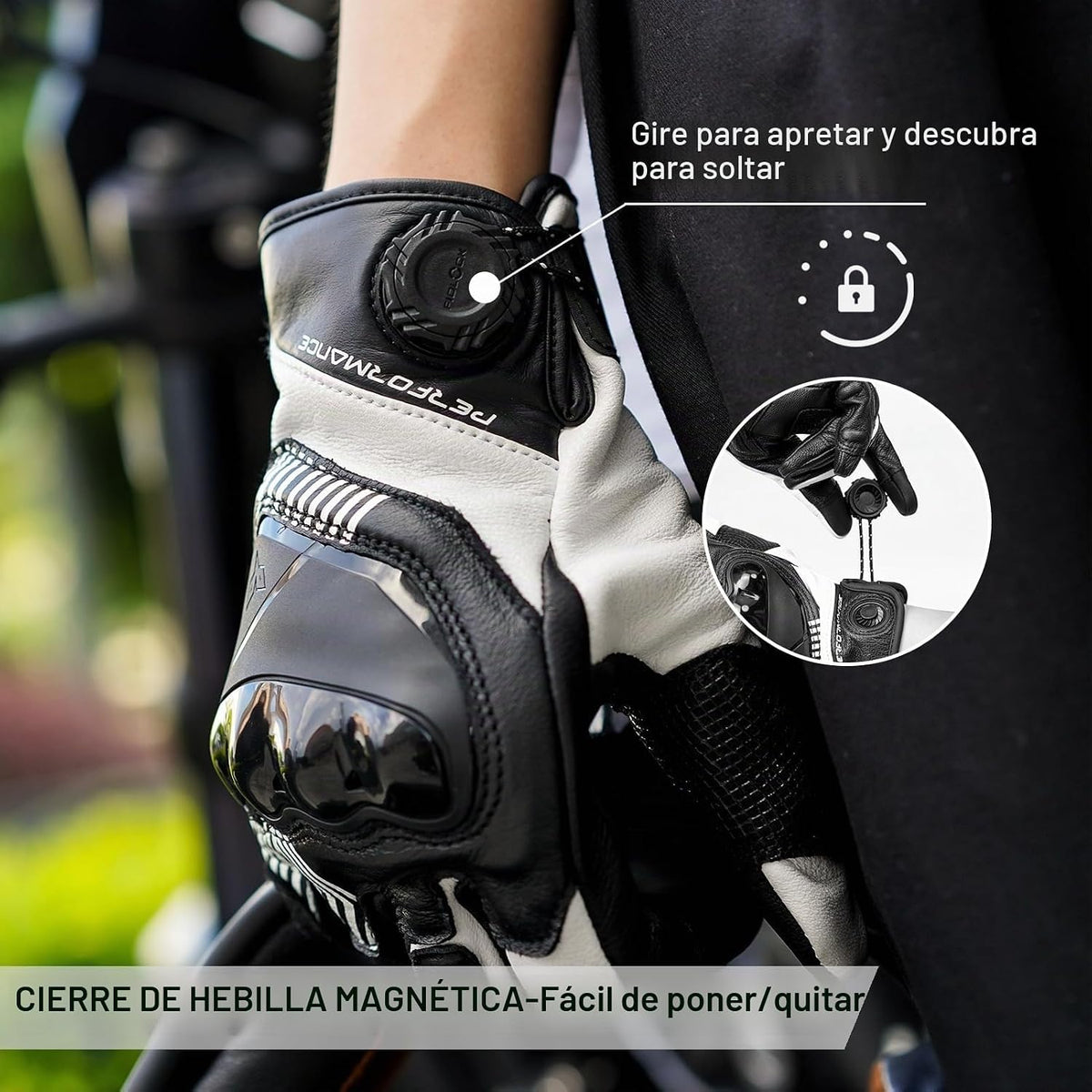 DUHAN Guantes de cuero para motocicleta para hombre/mujer, guantes...