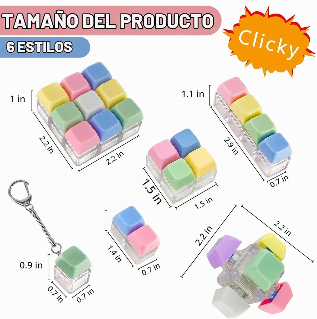 Juguete antiestrés con teclado de 6 piezas, juguete para aliviar el...