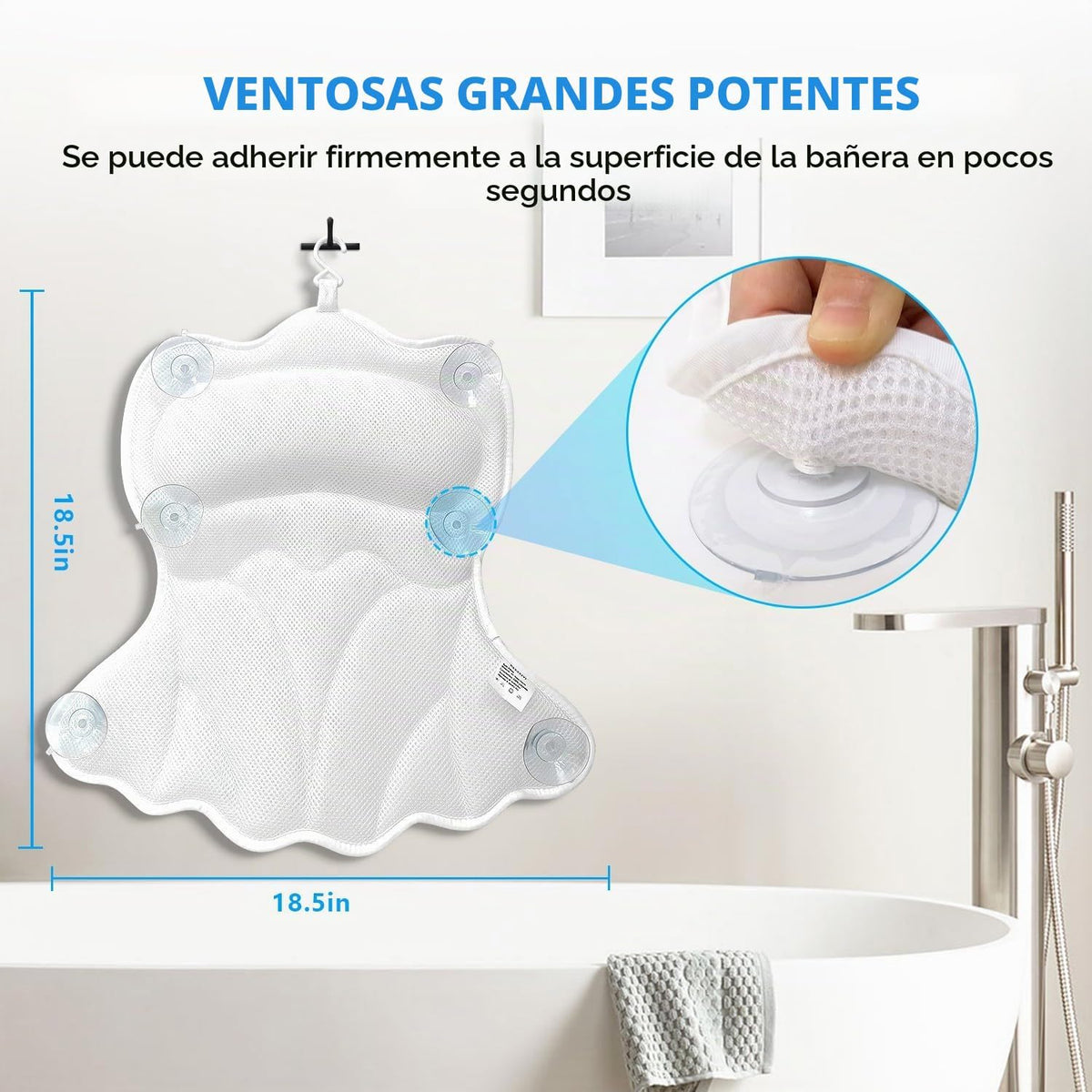 REEZEIVI Almohadas de baño para tina, almohada de baño con 6 ventos...