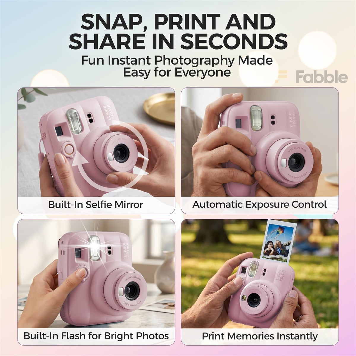FUJIFILM INSTAX MINI 13 - Cámara de película instantánea color rosa...
