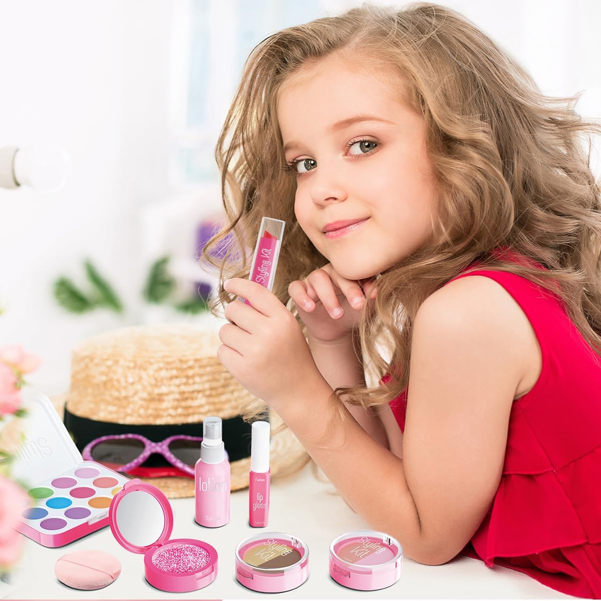 Kits de maquillaje falso para niñas de 3, 4, 5 años, juguetes de ma...