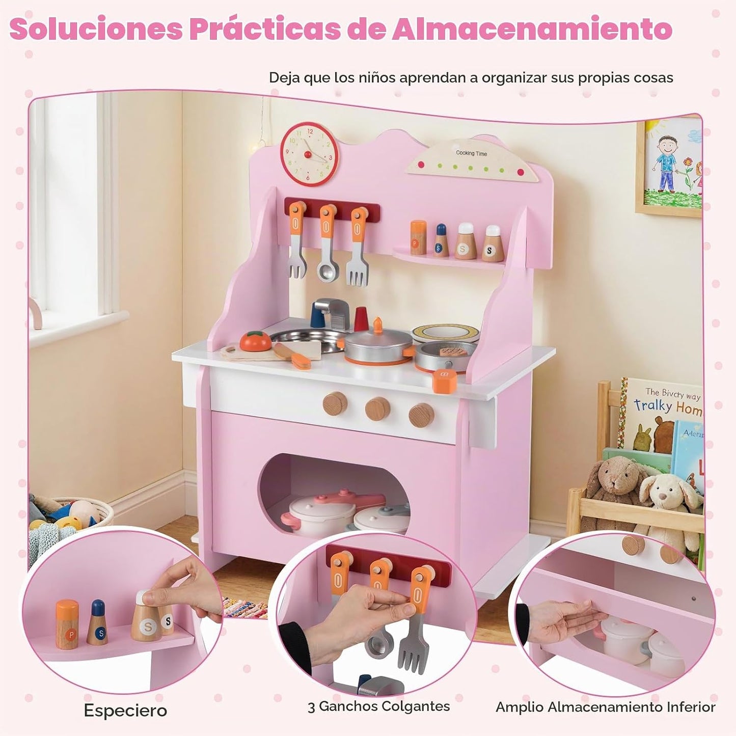 HONEY JOY Juego de cocina para niños pequeños, juego de cocina de m...