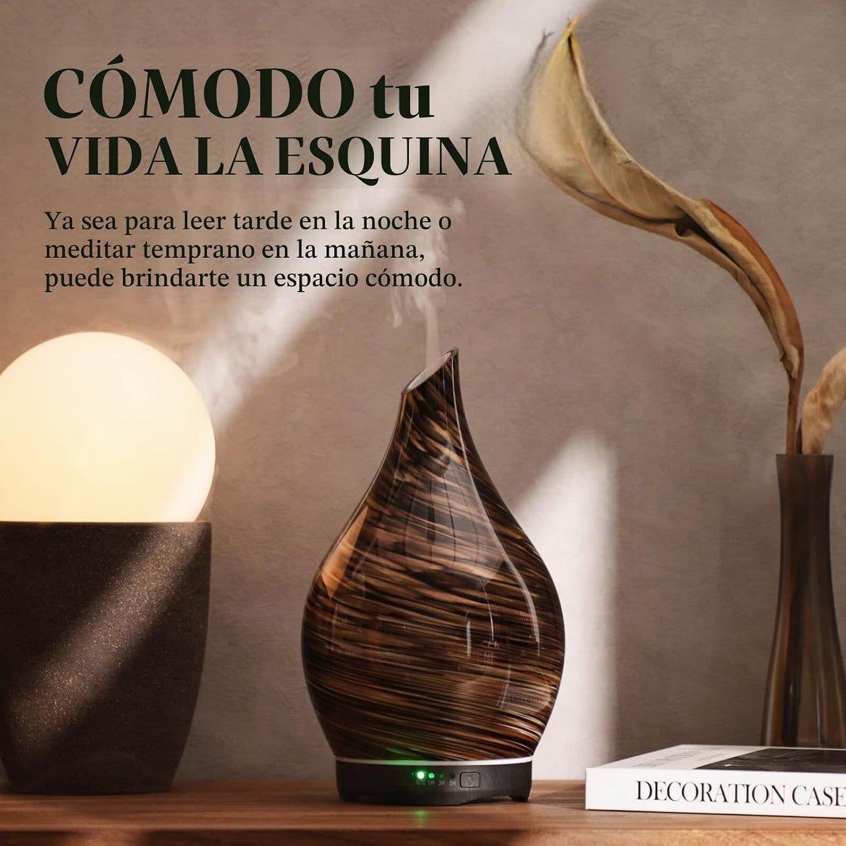 Porseme Difusor de aceite esencial de vidrio de 9.5 fl oz, difusor...