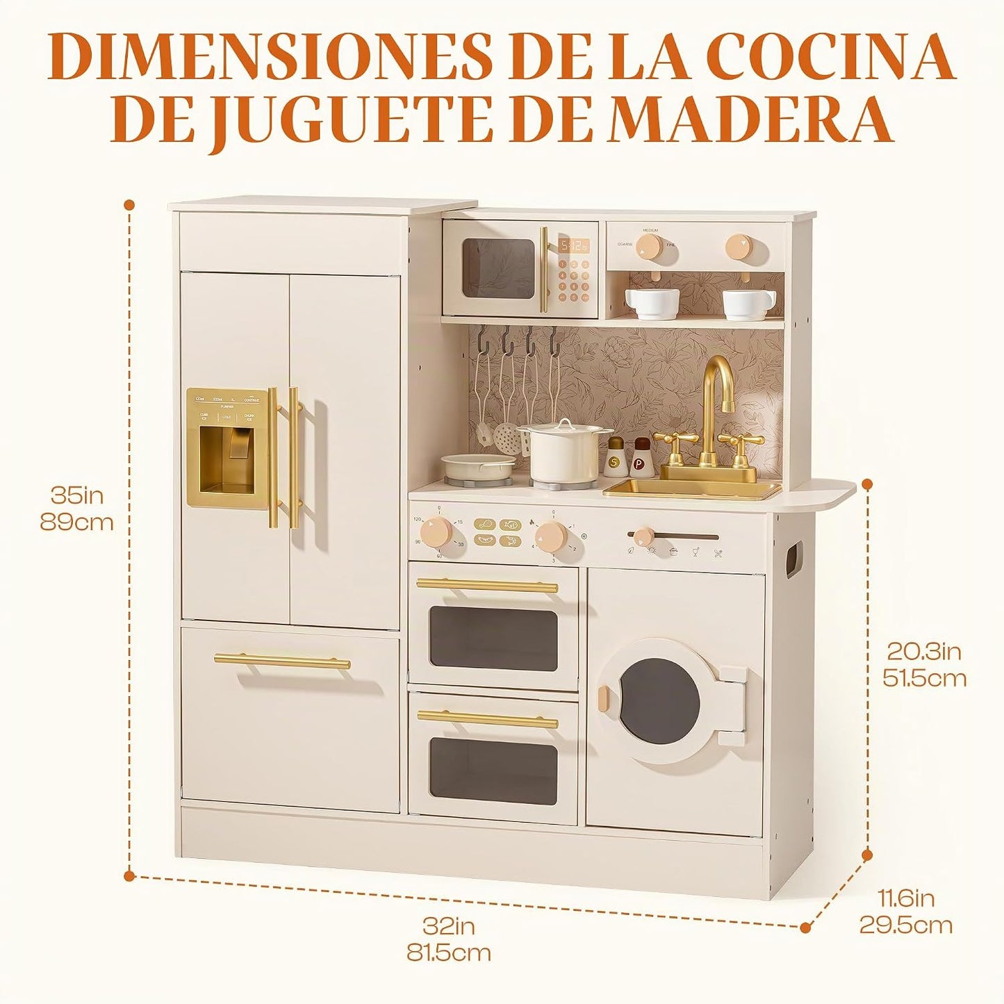 ROBOTIME Juego de cocina de madera para niños, juego de cocina para...