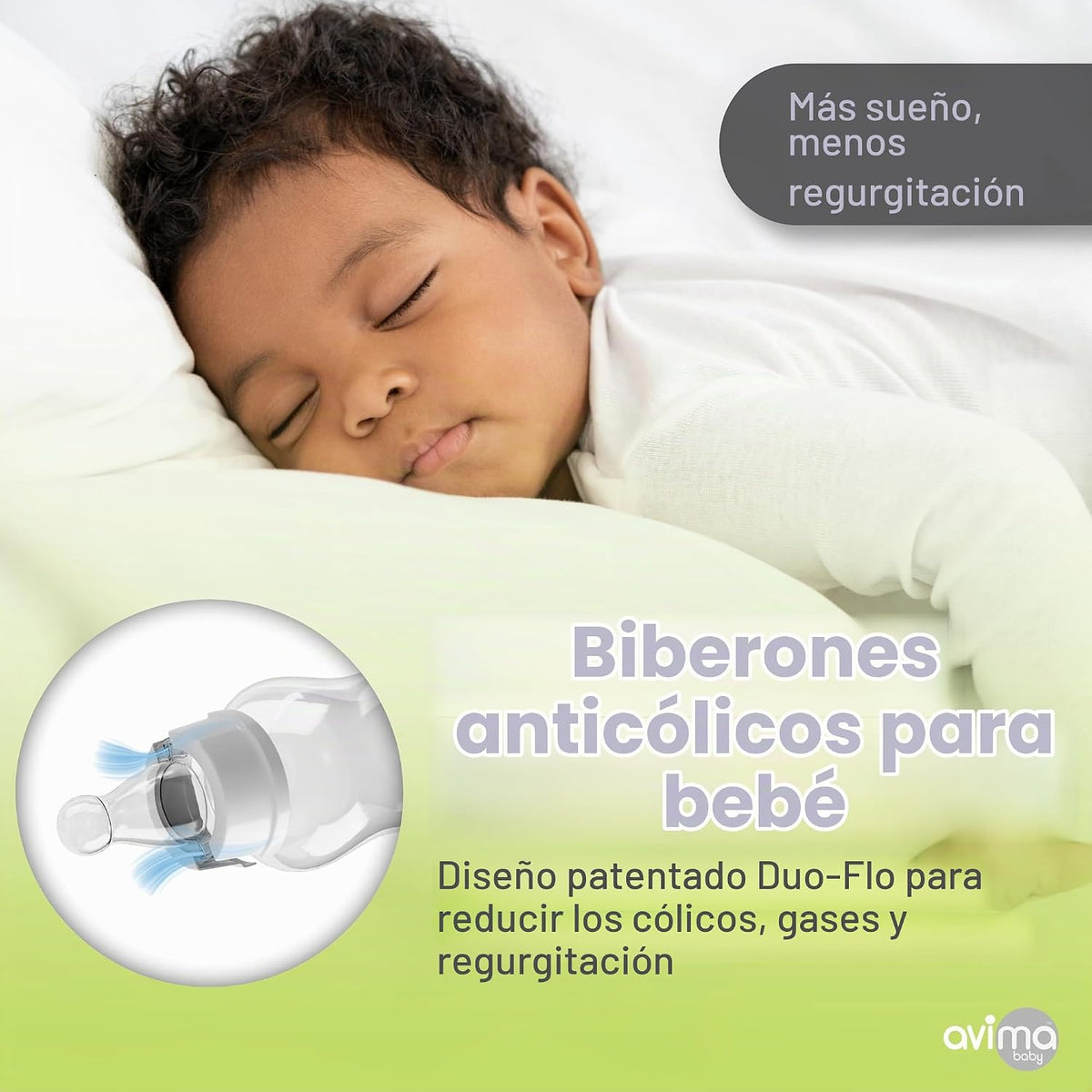 Avima Biberones anticólicos de 10 onzas con pezones de flujo medio....